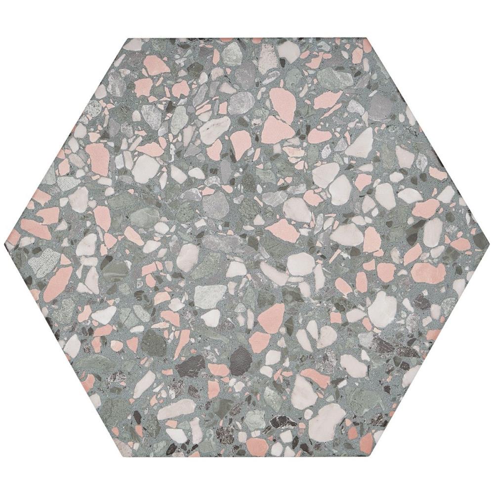 Artmore Tile EXT3RD105944 Sample - Giotto Teal 6-in x 8-in Matte Porcelain Patterned Hexagon Floor and Wall Tile