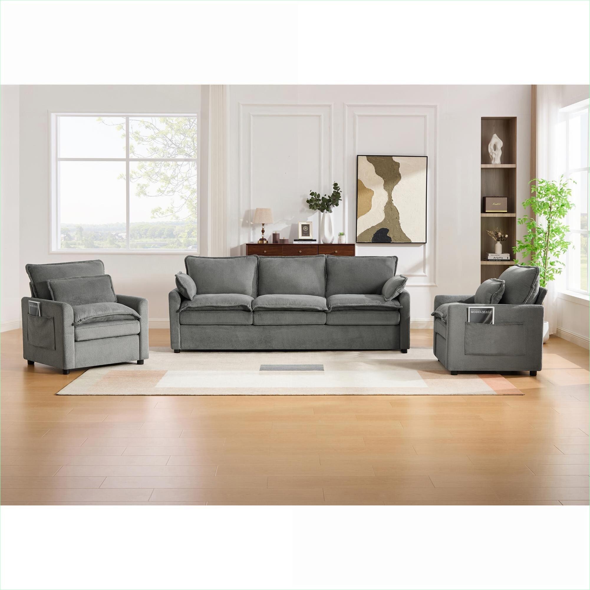 Watnature Modern Configurable Sectional Sofa Luxury Faux Fur ...