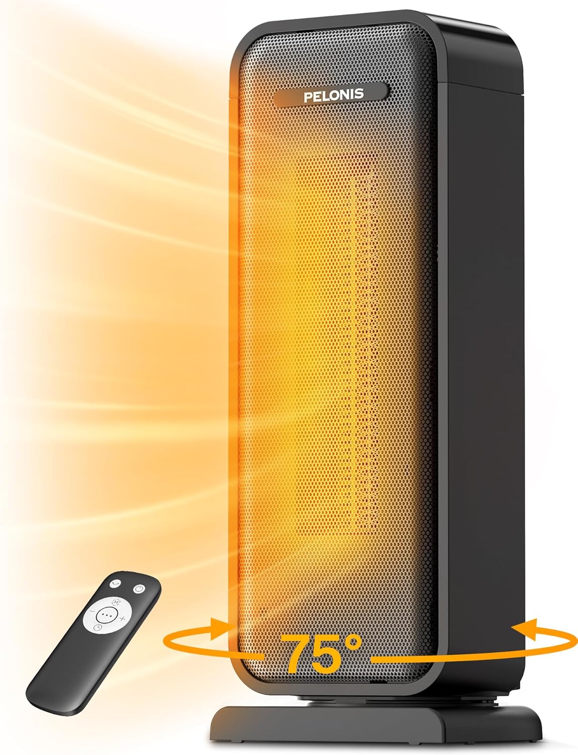 PELONIS PSH17CD2ABB Up to 1500-Watt Ceramic Tower Indoor Electric Space Heater with Thermostat and Remote Included