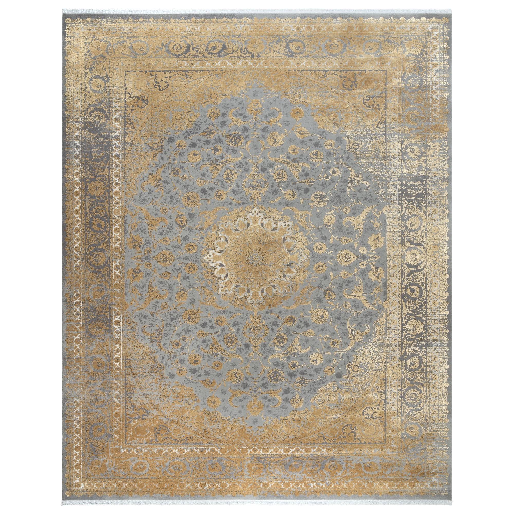 Gray Tufted Reversible Rectangular Viscose Area Rug