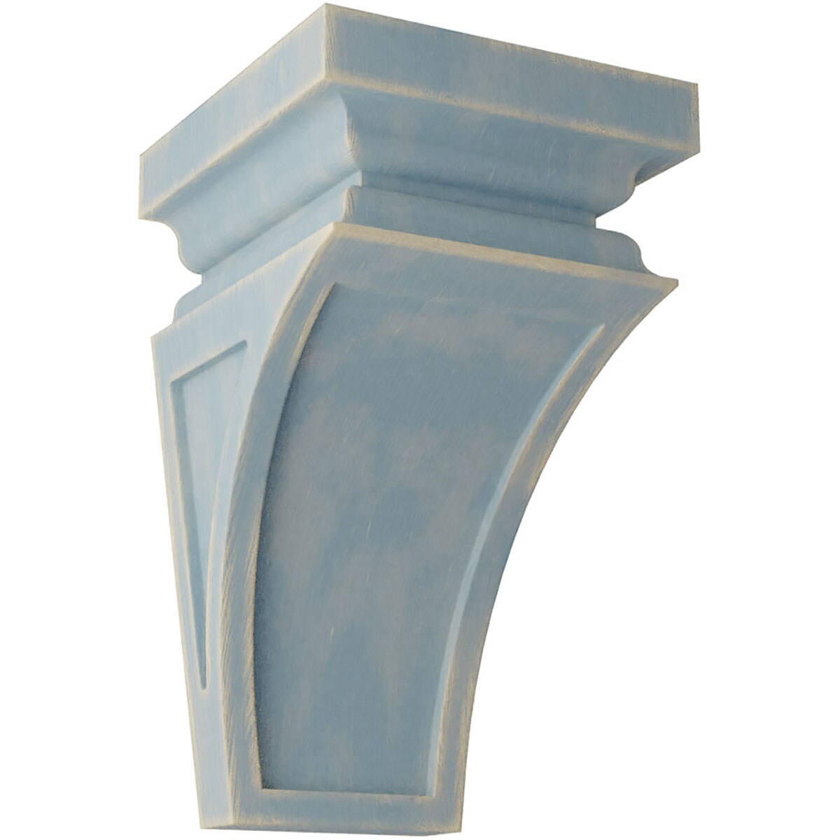 Ekena Millwork CORWD03X03X06NEBU 3.5-in x 3.75-in x 6-in Vintage Decor Finished Rubberwood Blue Wood Paintable/Stainable Corbel