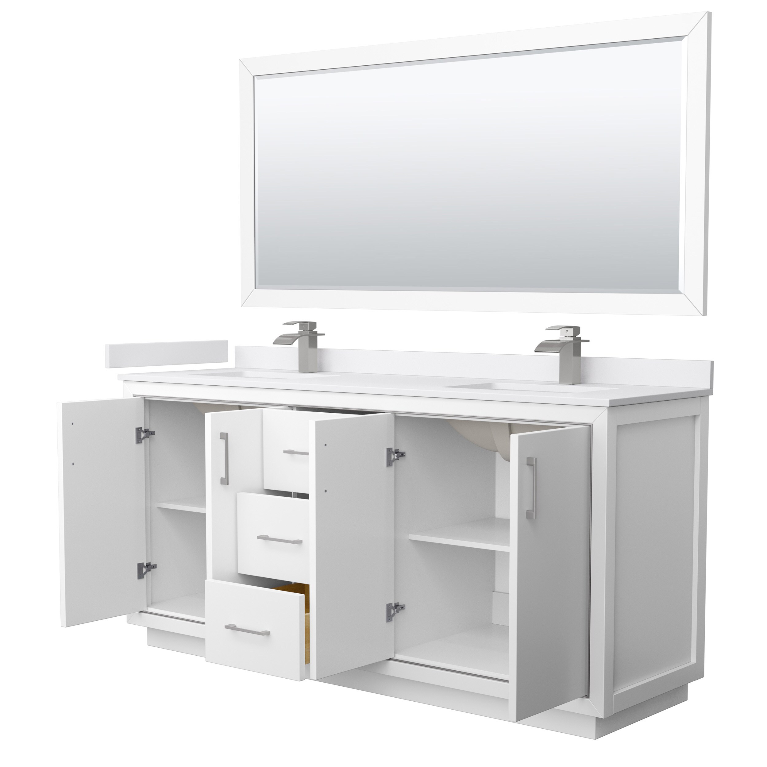 Wyndham Collection WCF111172DWHWCUNSM70 Bath-Vanity-Combo - View #2