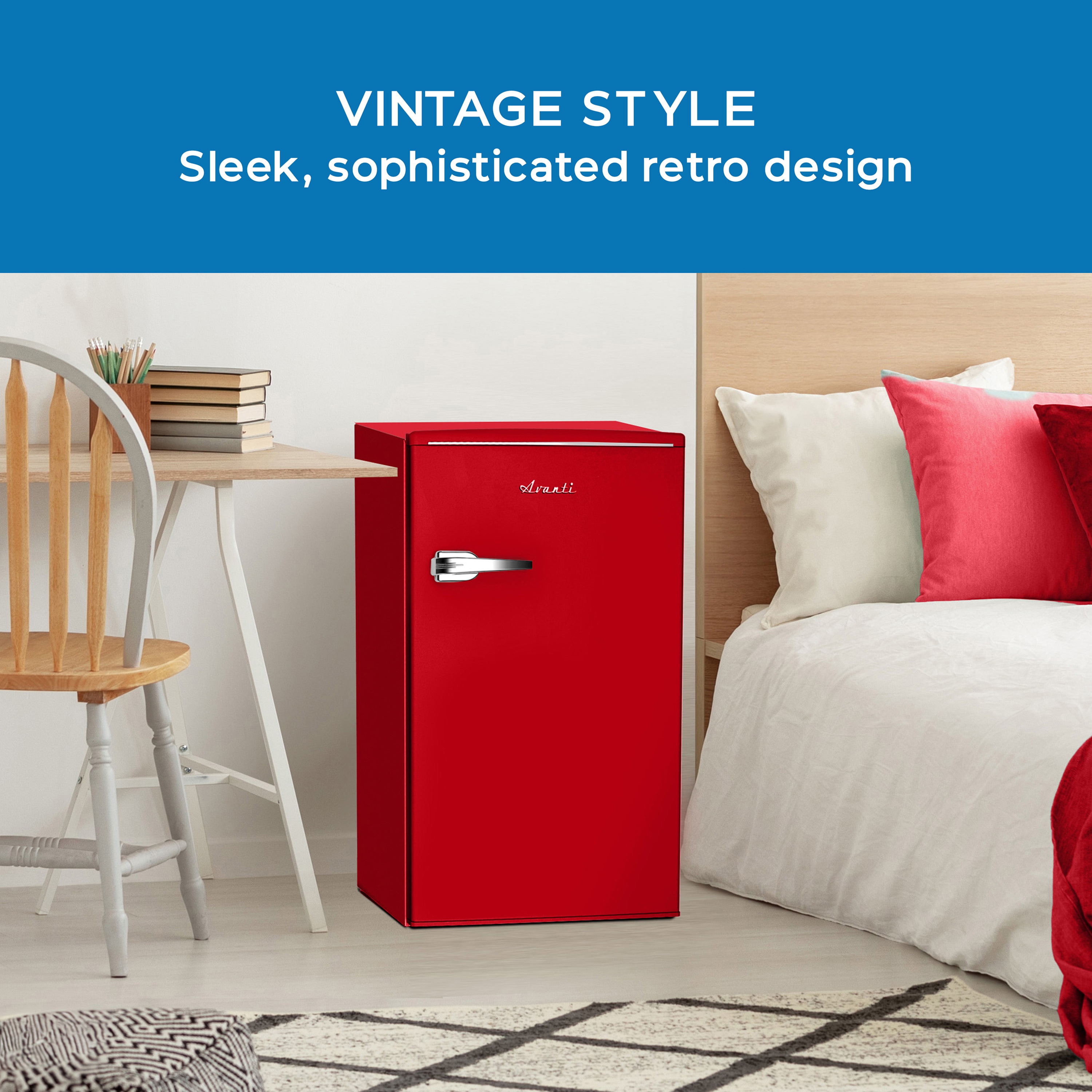 Retro Red Compact Mini Refrigerator with Glass Shelves, 3.1 Cu. Ft.