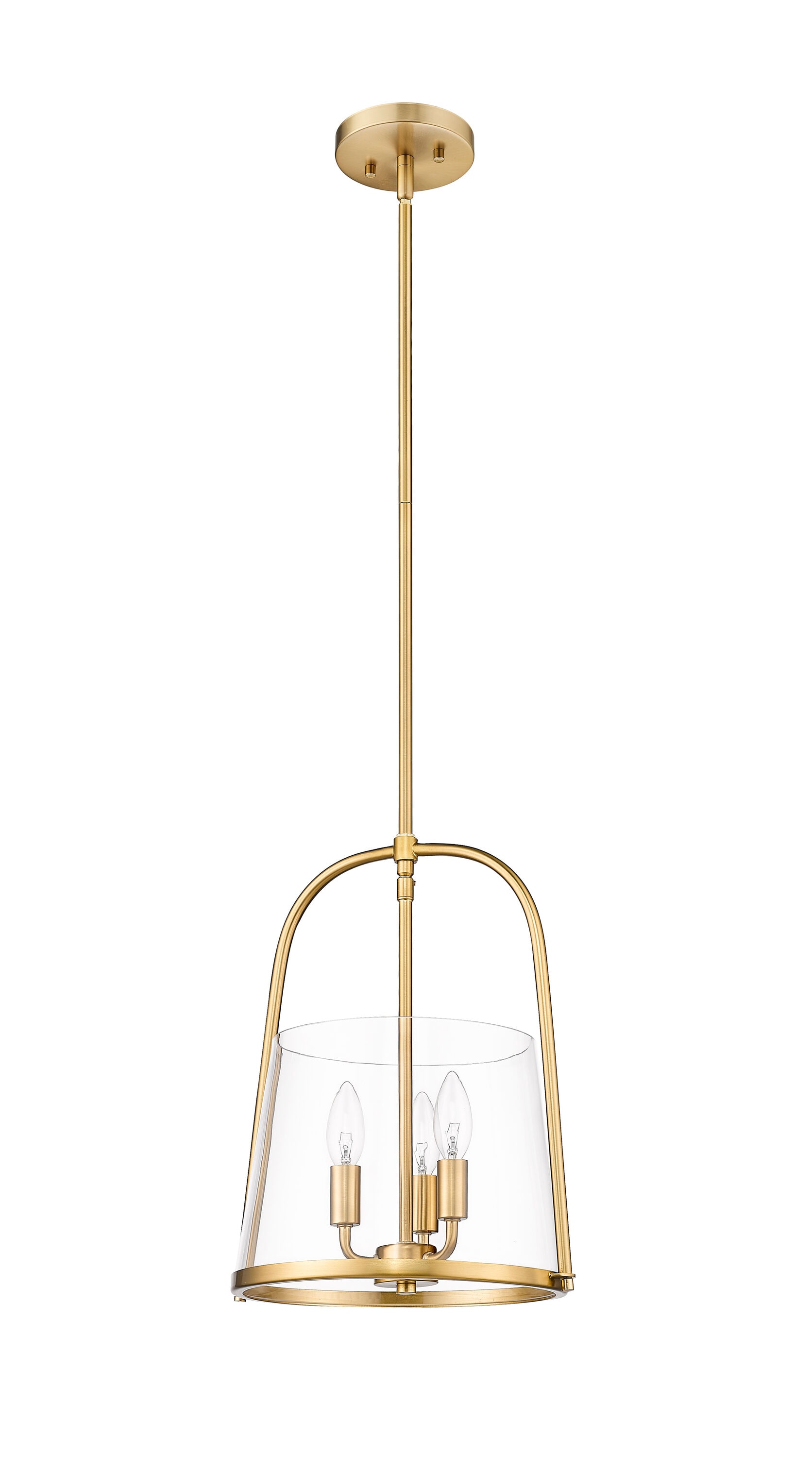 Modern Gold Steel and Glass 3-Light Pendant