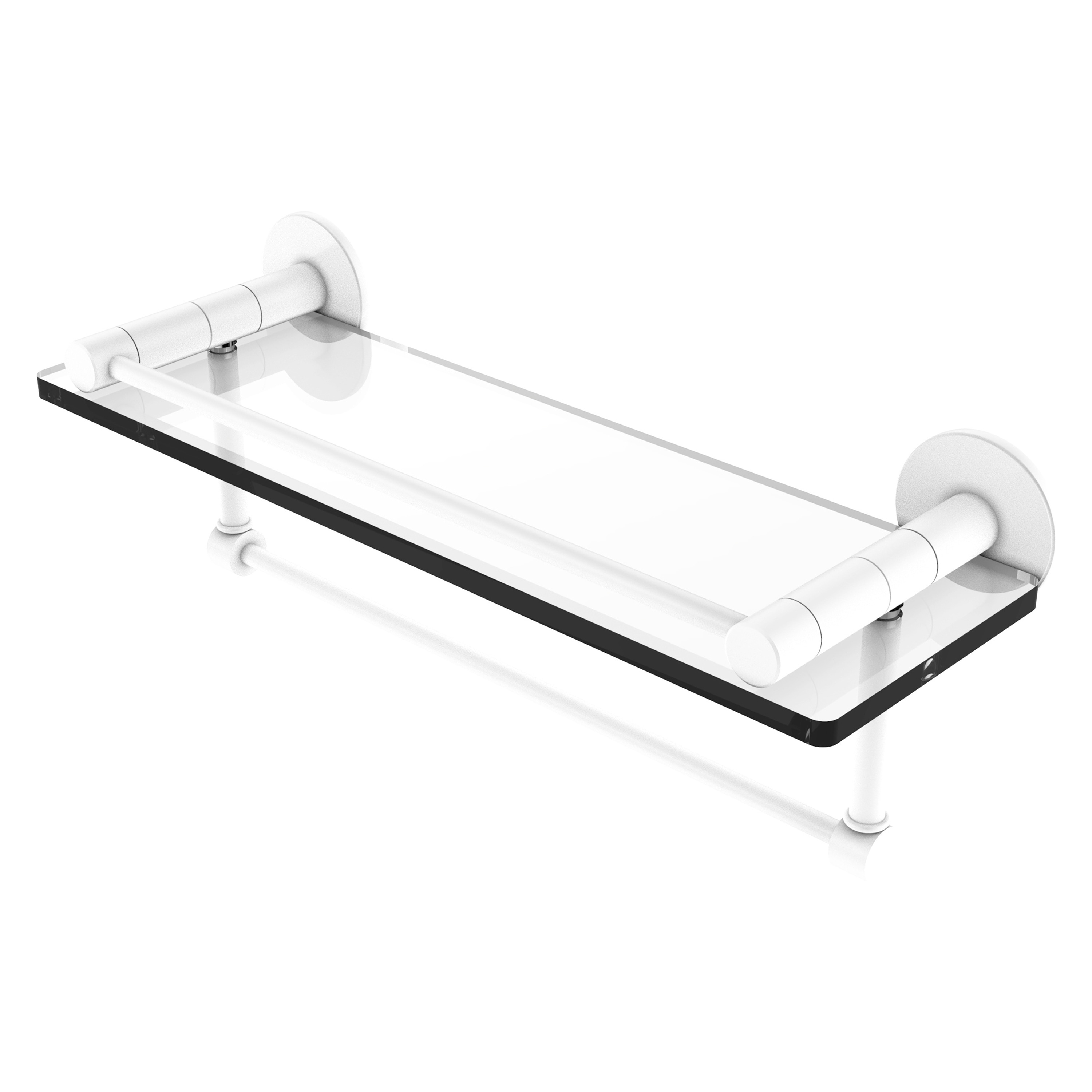 Allied Brass FR-1/16GTB-WHM Fresno Matte White Wall mount Bathroom Shelf ( 16-in x 5-in x 5-in )