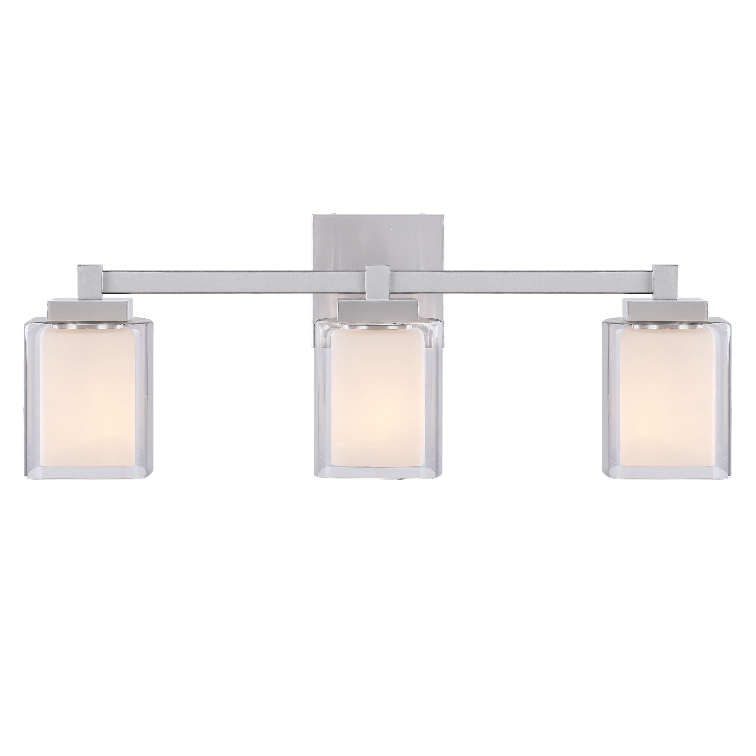 Satin Nickel 24" Vanity Light with Clear Glass Shades