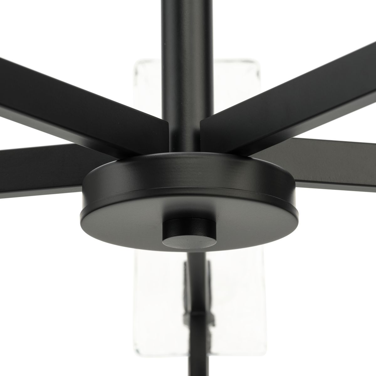 Matte Black 5-Light Chandelier with Clear Textured Glass