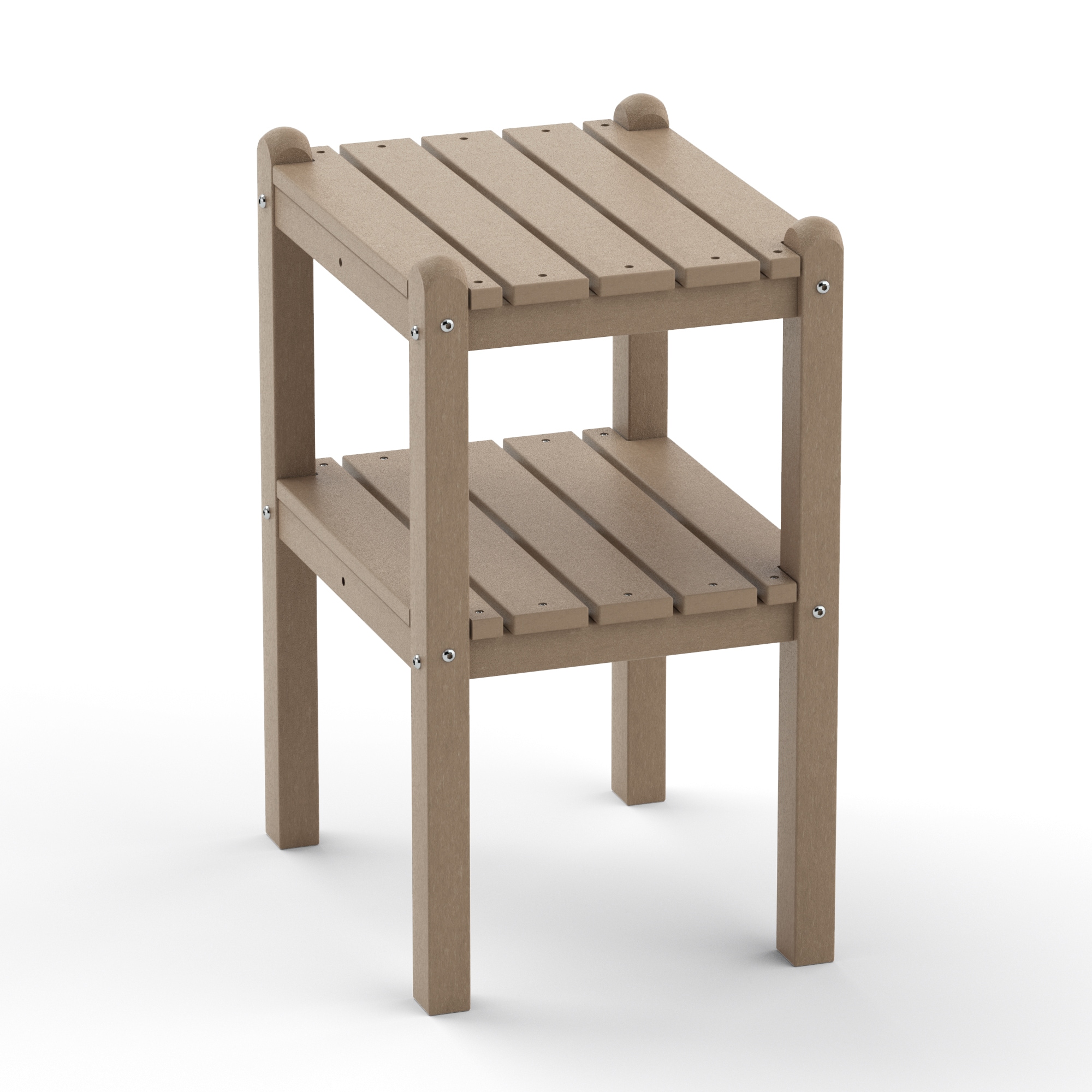 Flynama LY-V-ST-HE03-WW Light Brown Wood Double HDPE Composite Outdoor Side Table
