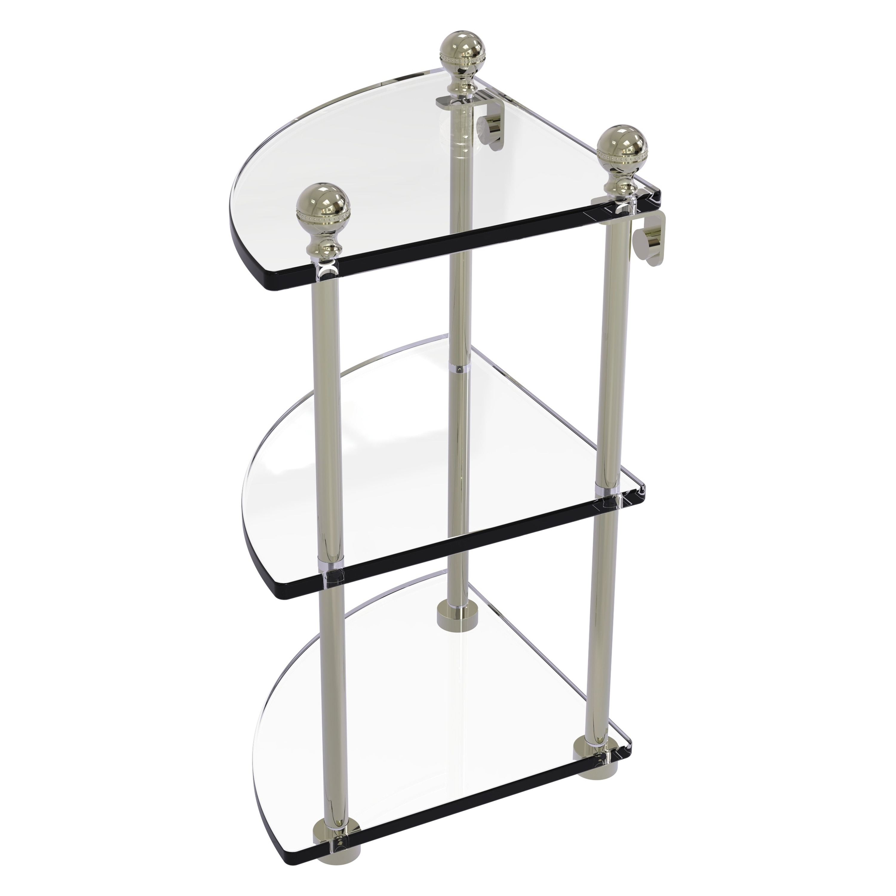 Allied Brass MA-6-PNI Mambo Polished Nickel 3-Tier Wall Mount Corner Bathroom Shelf (8-in x 15-in x 8-in)