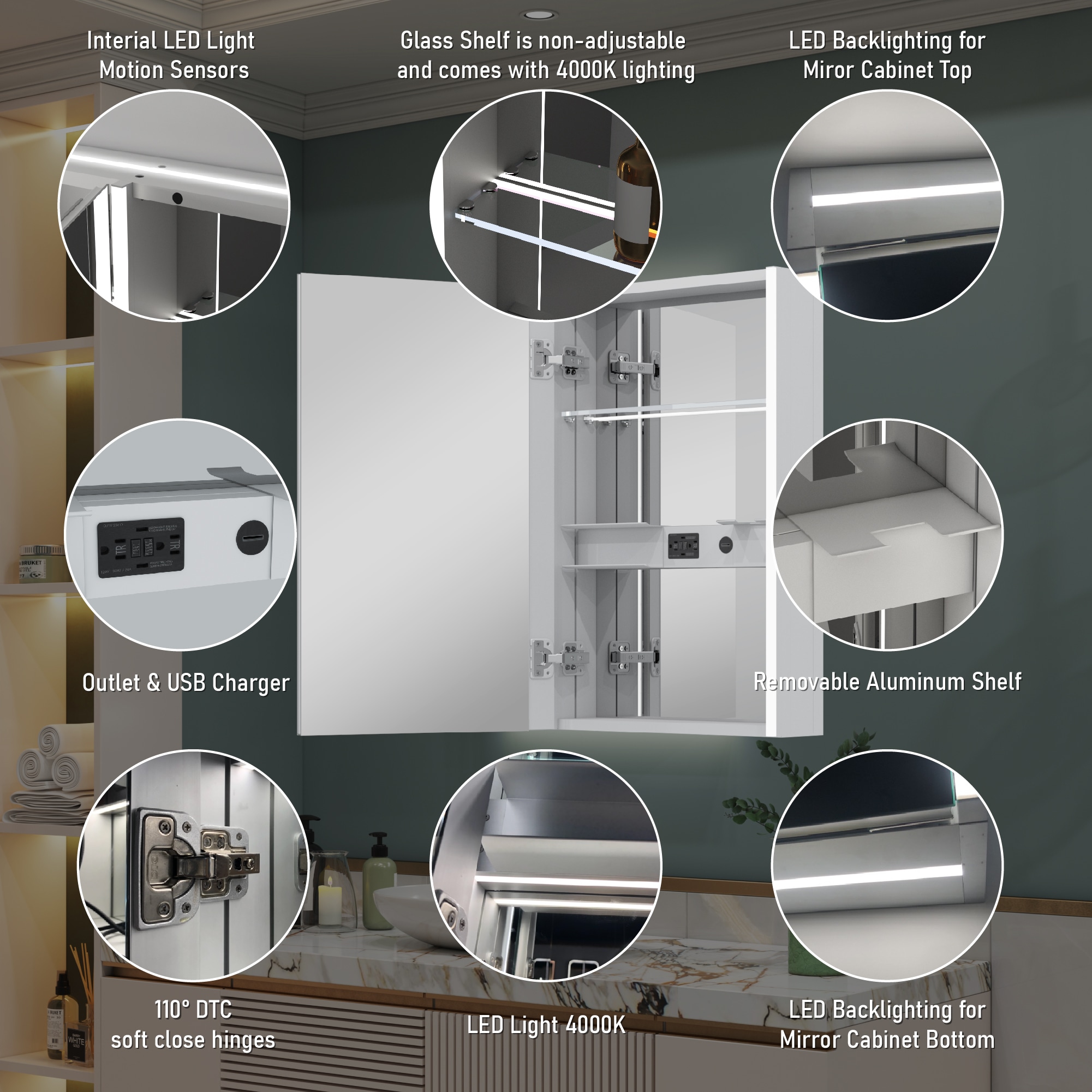 WELLFOR W14MCL2030L Bathroom-Medicine-Cabinets - View #5