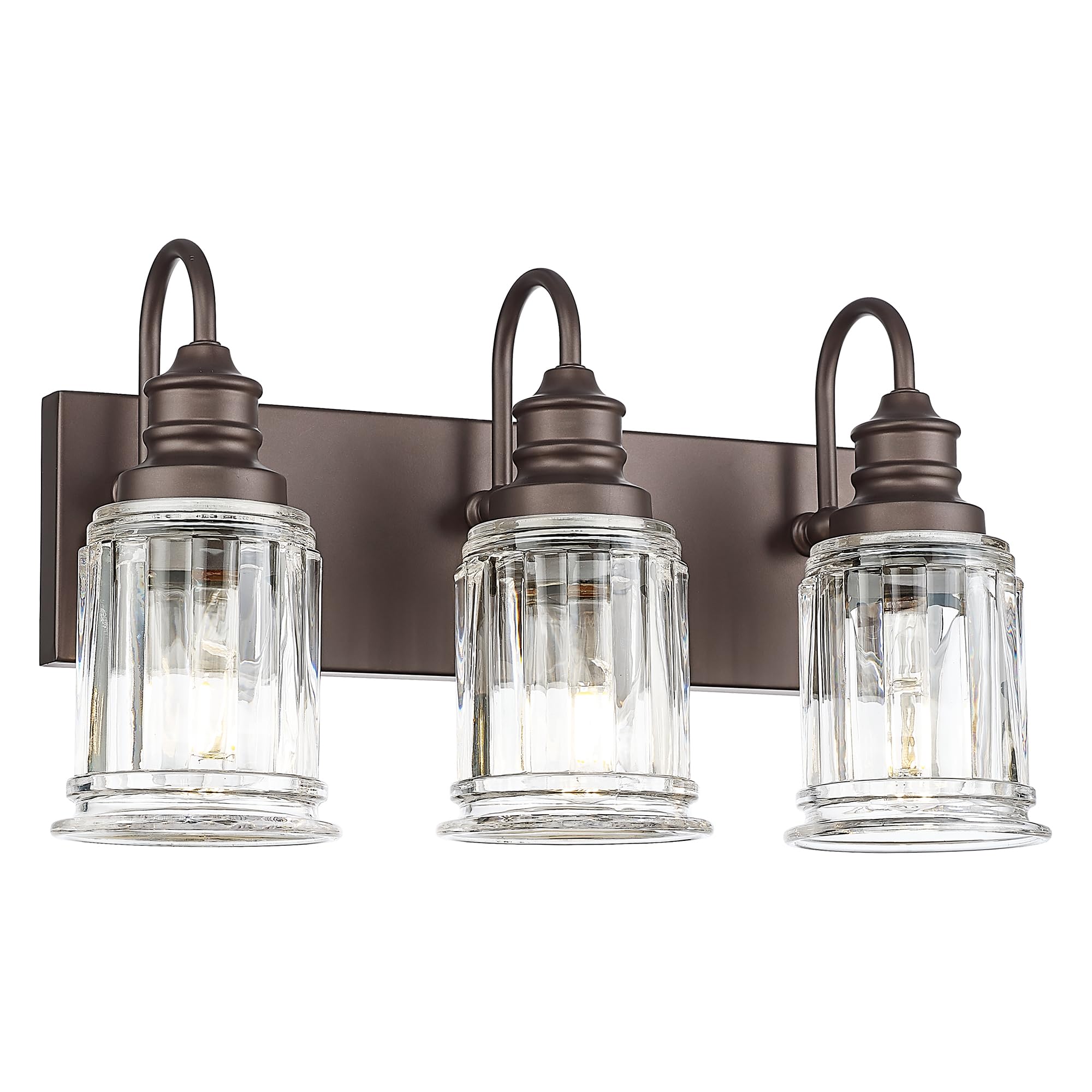 LTMATE LS5HZG106B-3W ORB 3-Light Vanity Light with Bell-Shaped Clear Glass in Oil-Rubbed Bronze Finish
