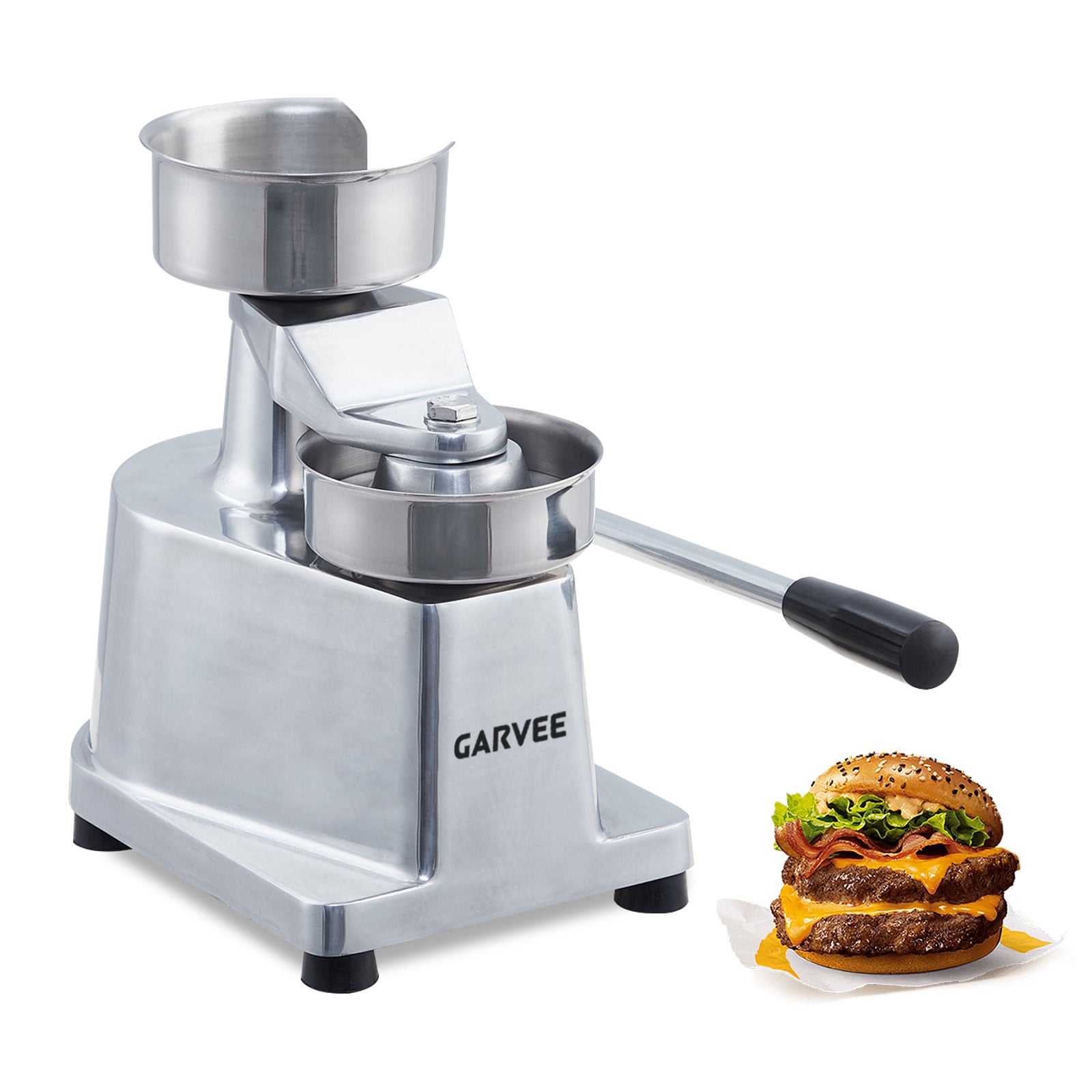 Garvee Commercial Hamburger Patty Press 4 Inch Aluminum Burger Maker Machine Includes 500 Patty Papers Heavy Duty Ground Beef Press for Restaurant Kitchen