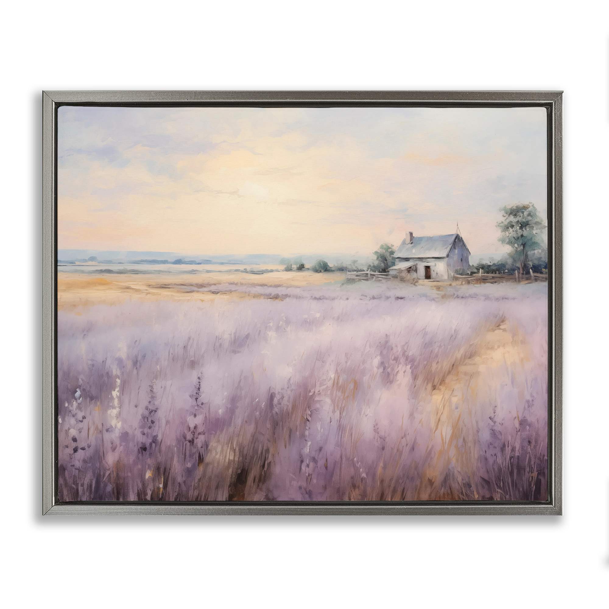 Stupell Industries BT-756-FFL-24X30 Lavender Farm Fields Gray Framed Floater Canvas Wall Art By Arlington Prints 31 x 25