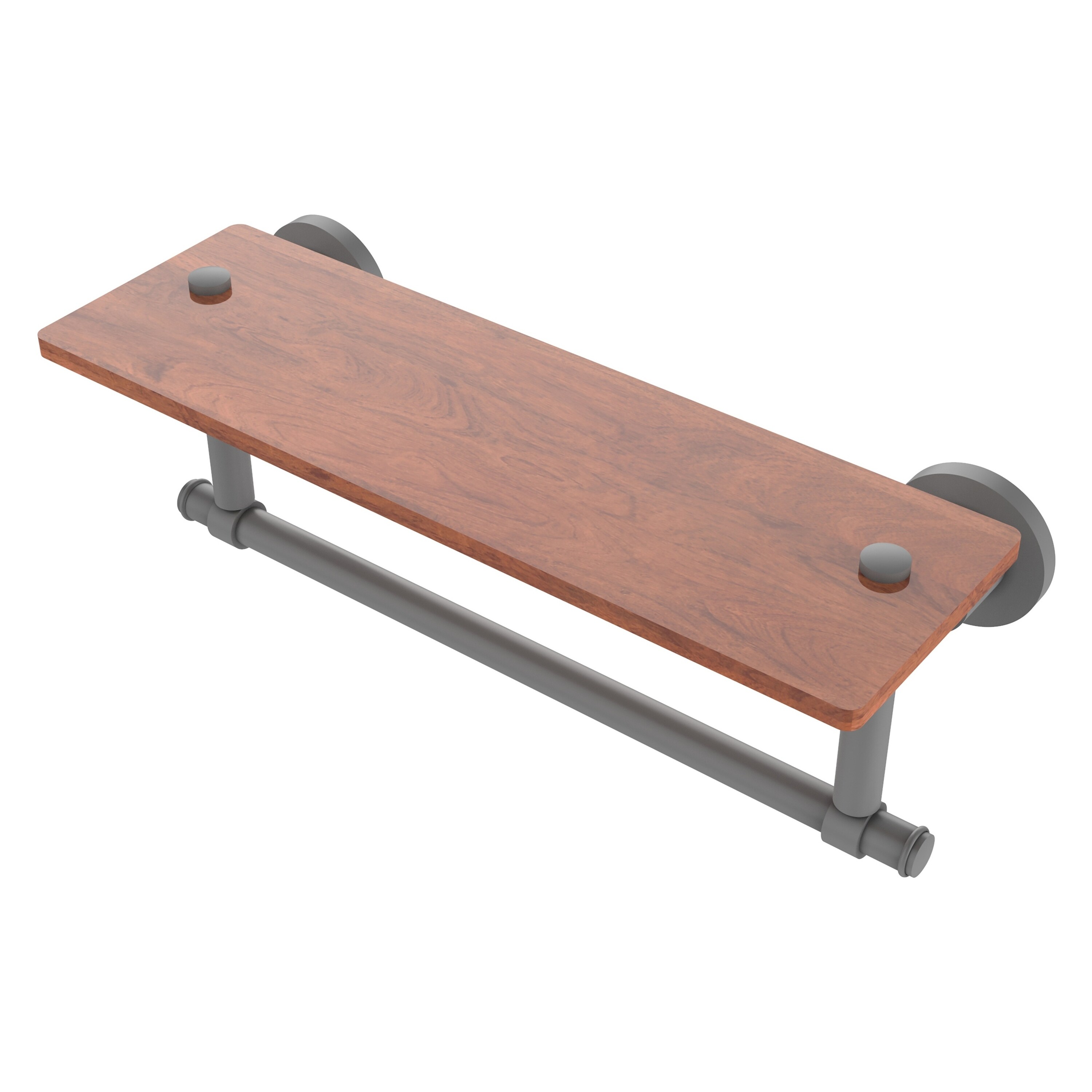 Allied Brass WS-1TB-16-IRW-GYM Washington Square Matte Gray Wall mount Bathroom Shelf ( 16-in x 5-in x 5-in )