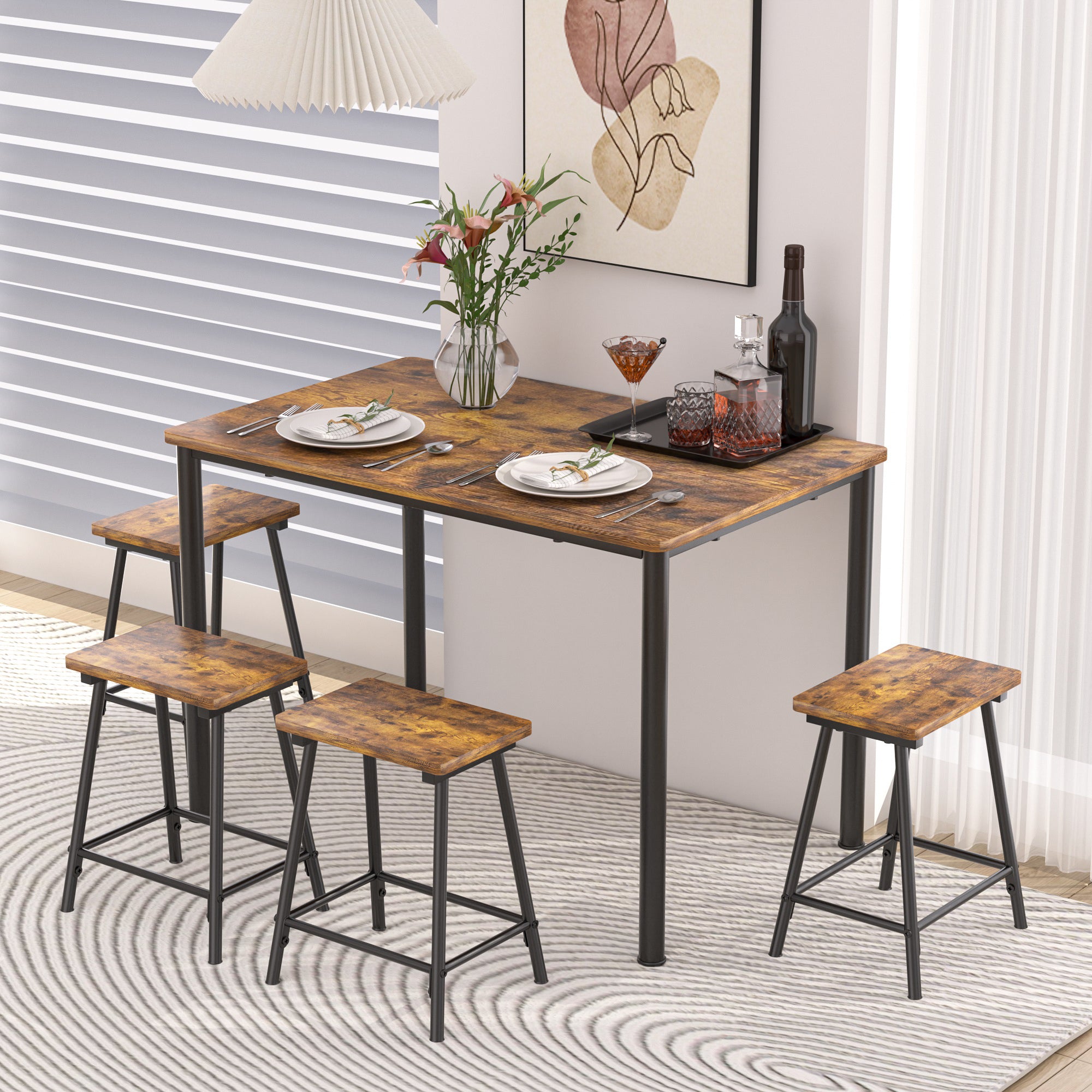 Vecelo LOE-JYX-TC14-BRN Dining-Sets - View #2