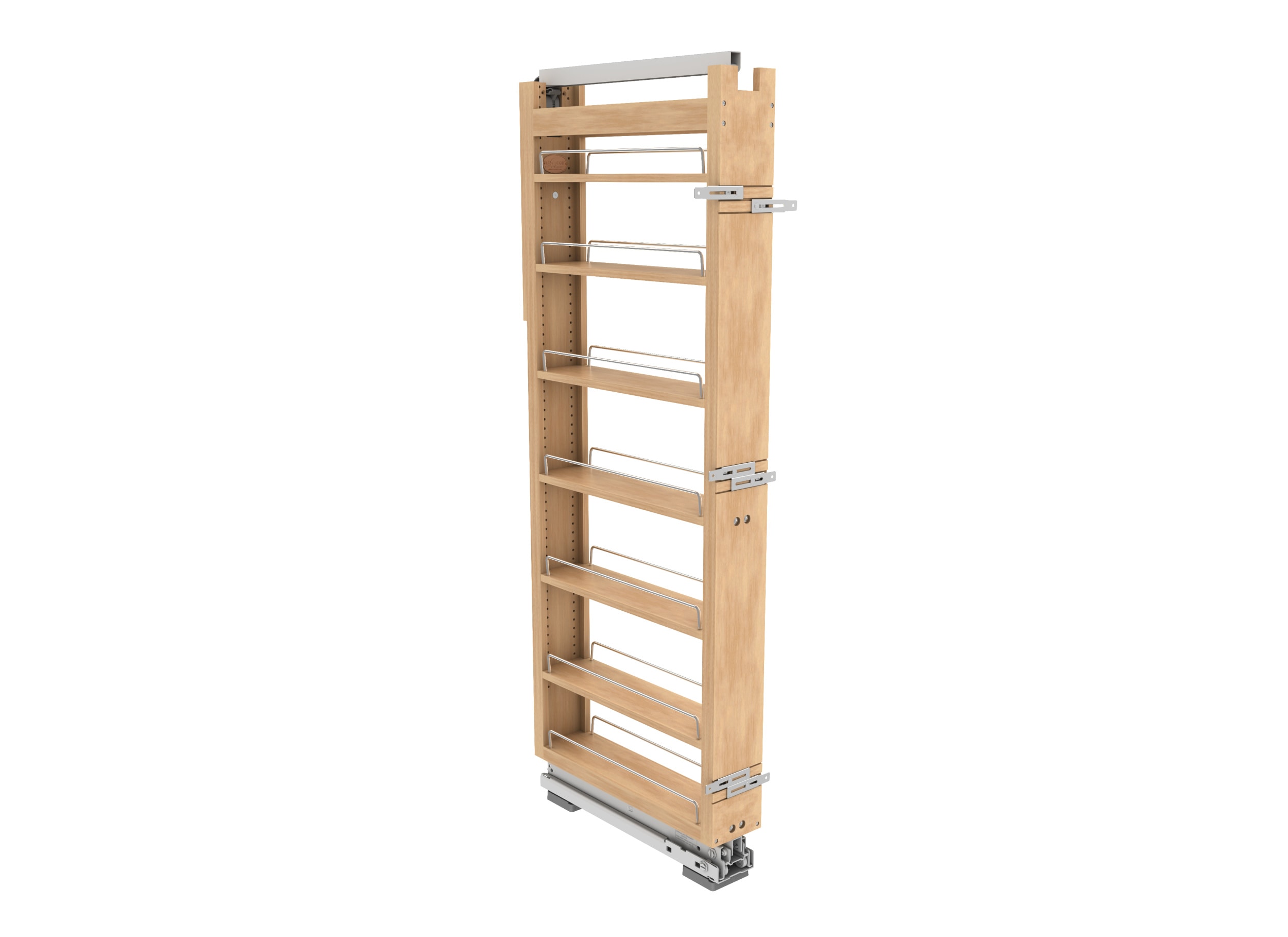 Rev-A-Shelf 448-TPF58-5-1 448 (Tall) Series 5-Inches W x 59.875-Inches H x 22.39-Inches D 7 -Tier Cabinet-mount Light Brown Wood Soft Close Pull-out Sliding shelf kit