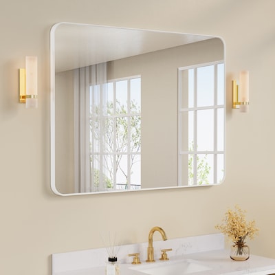 BELLA 48 in. W x 36 in. H Rectangular Aluminum Framed Wall-Mounted Bathroom Vanity Mirror in Matte Black BELLA 48 in. W x 36 in. H Rectangular Aluminum Framed Wall-Mounted Bathroom Vanity Mirror in Matte Black