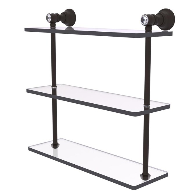 Allied Brass Ina Crystal Oil Rubbed Bronze 3 Tier Wall Mount Bathroom Shelf In The Shelves Department At Com - Oil Rubbed Bronze Bathroom Wall Shelves