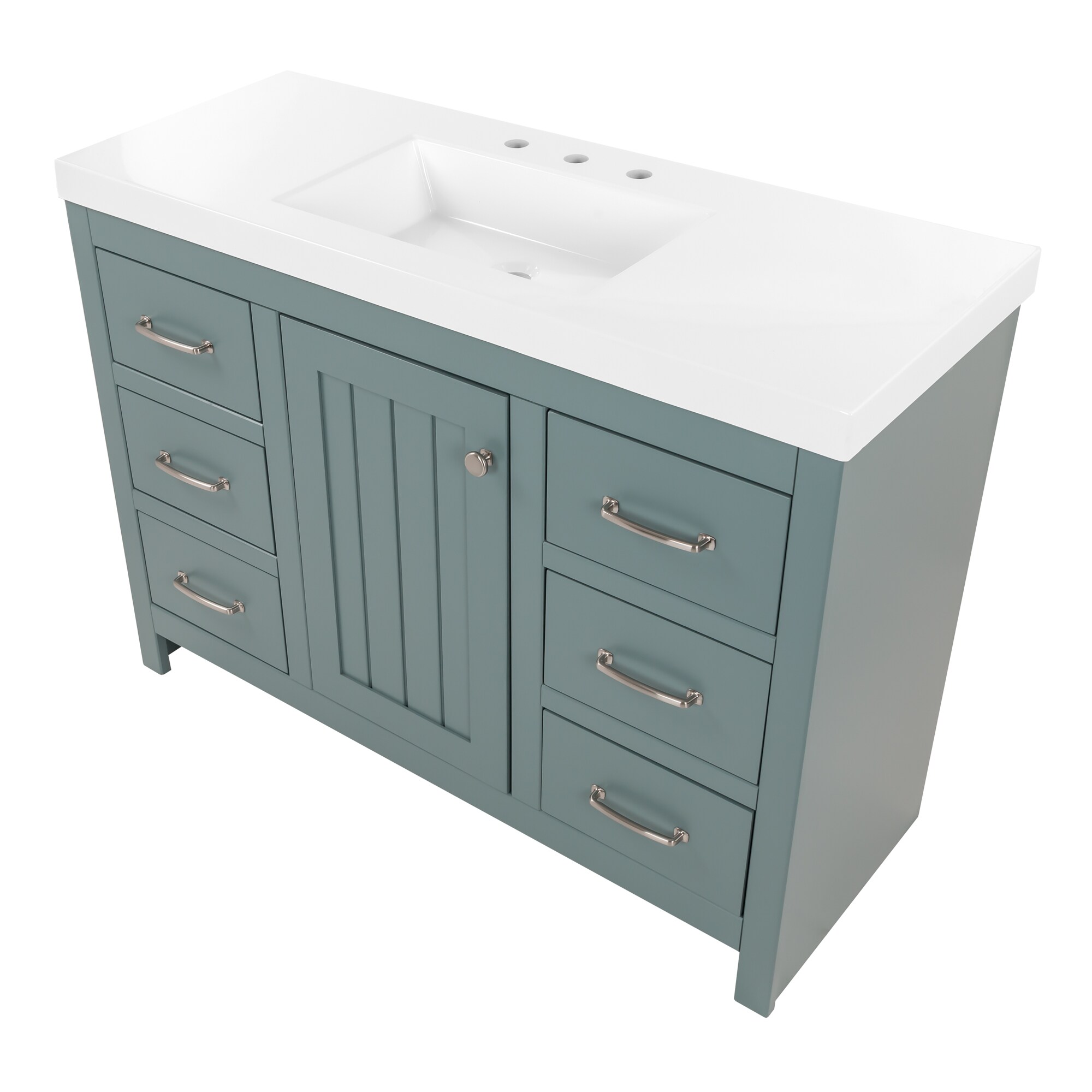 Diamond Now Tipton 48 In Sage Single Sink Bathroom Vanity With White Cultured Marble Top At 