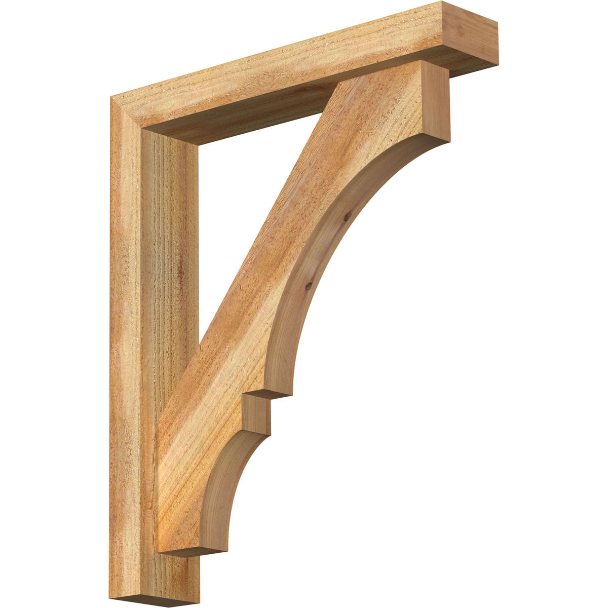 Ekena Millwork 1461817 Balboa Block Rough Sawn Bracket with Offset Brace 4-in x 20-in x 24-in Western red cedar Brown Wood Standard bracket