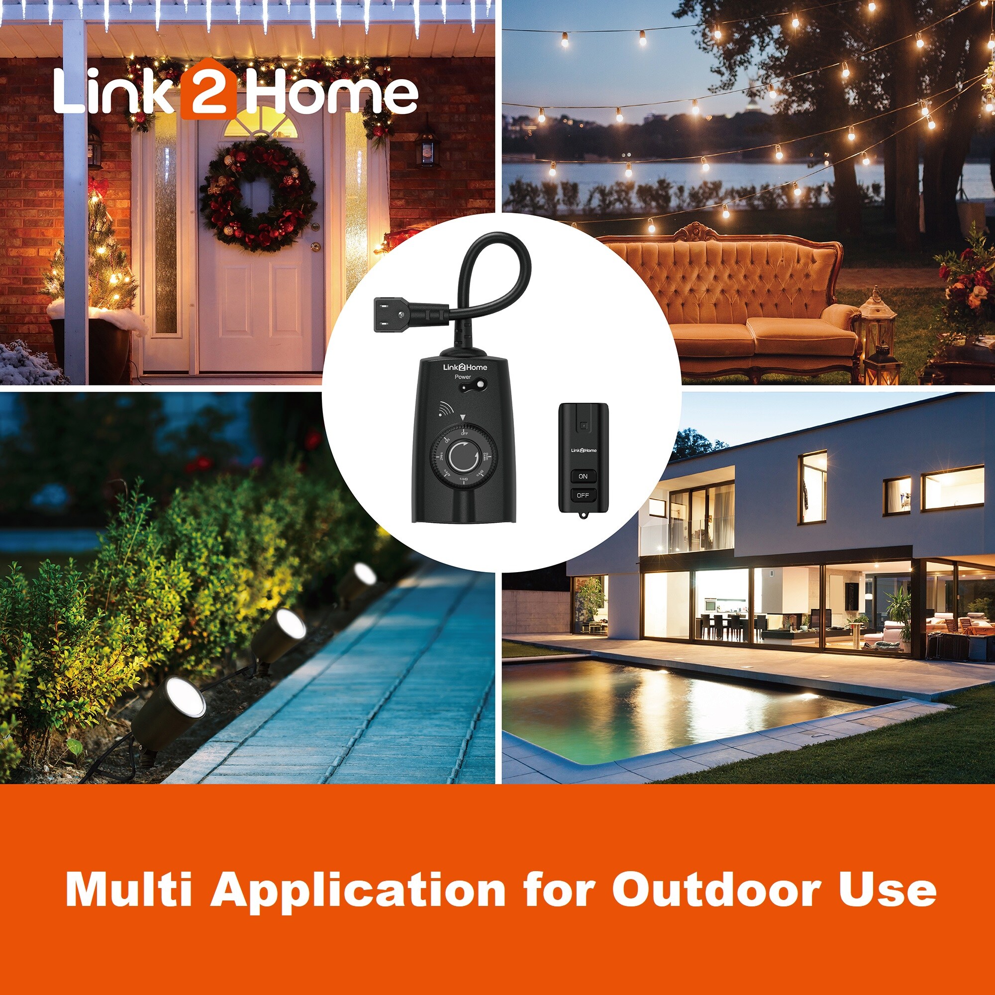 LINK2HOME Link2Homw Outdoor Wireless Black/Matt Remote Control in