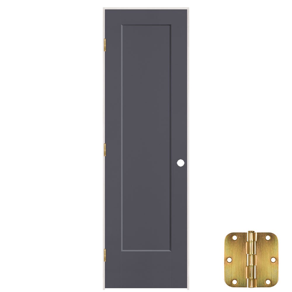 Masonite 641196 24-in x 80-in Slate Solid core 1-panel square Right hand Smooth Prefinished Molded composite Flat Jamb Single Prehung Interior Door
