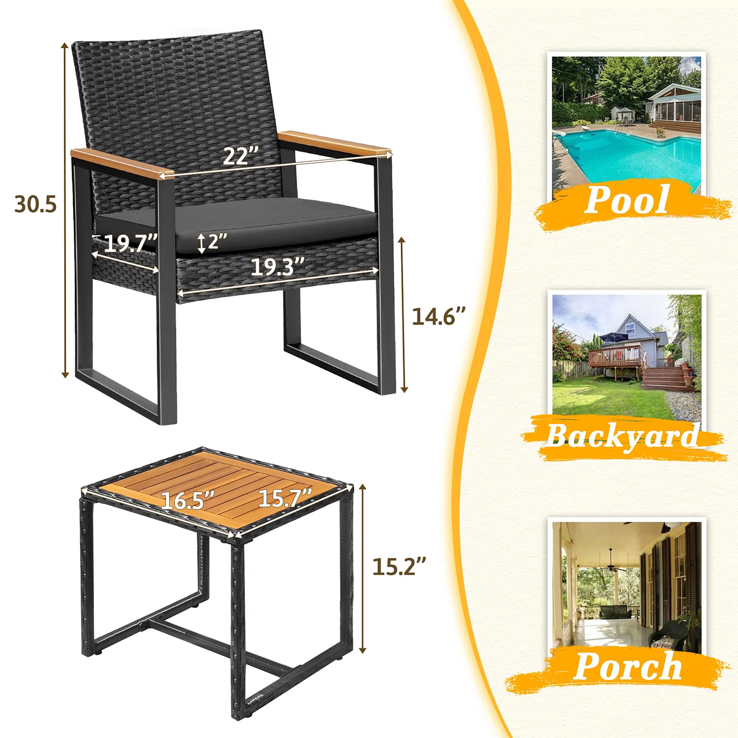 Vineego LS-LCRF22-0005-00 Patio-Conversation-Sets - View #7