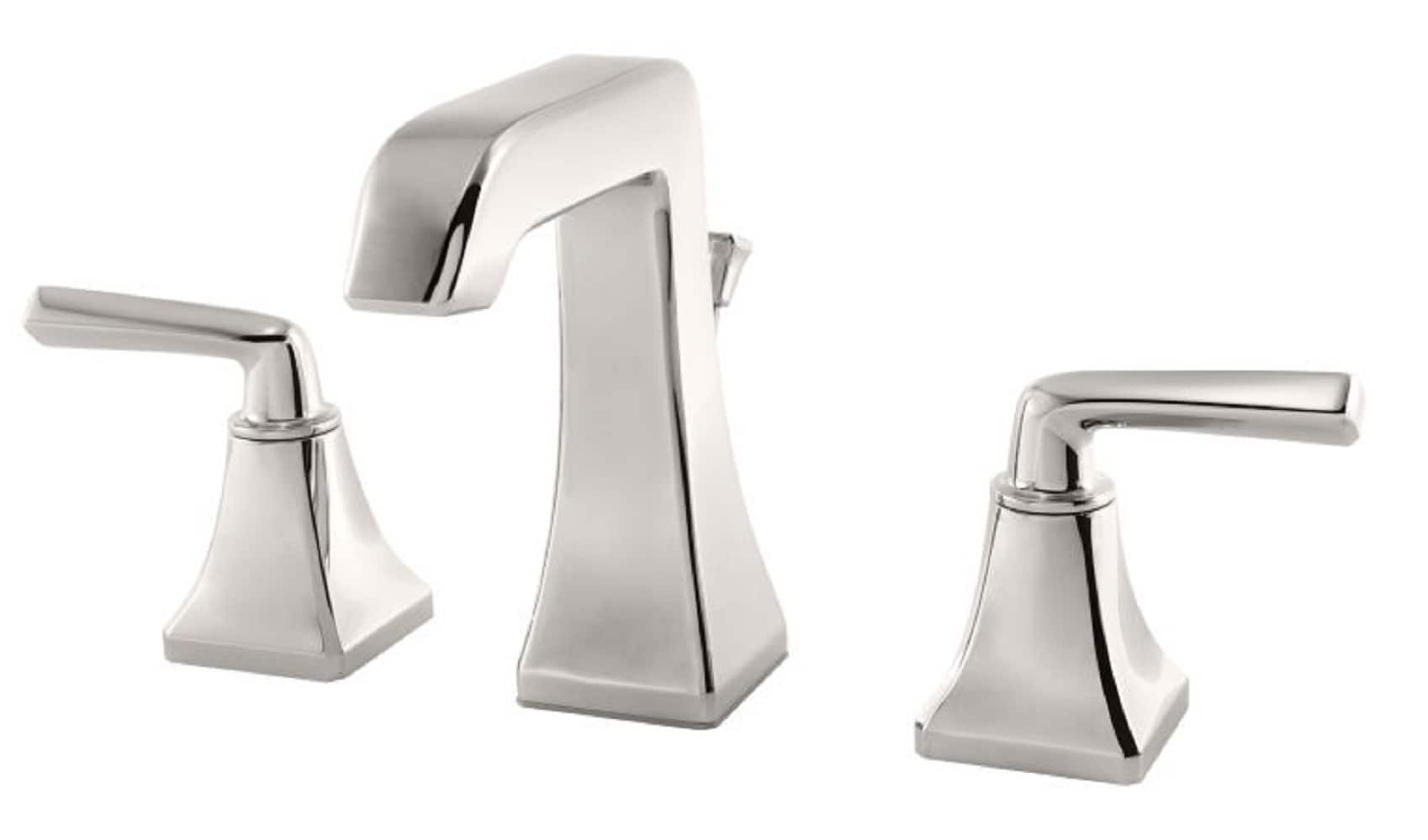 Pfister LG49-FE0D Park Avenue Polished Nickel Widespread 2-handle WaterSense Mid-arc Residential Handle Bathroom Sink Faucet with Drain