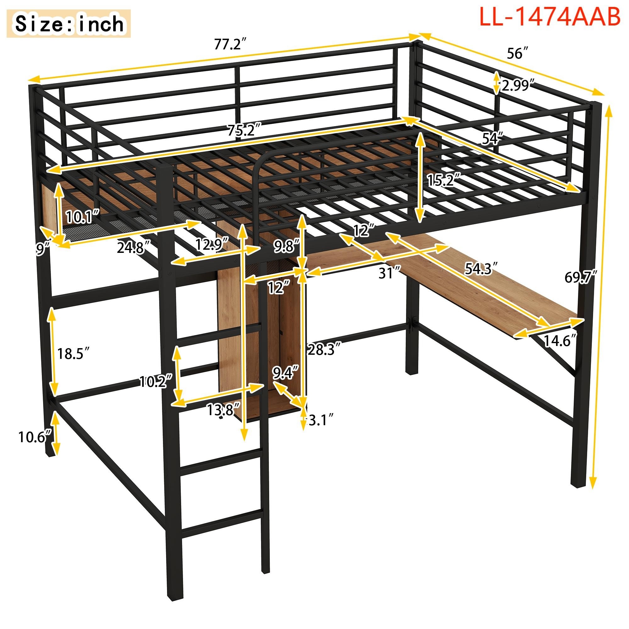 Yiekholo Black Full Loft Bunk Bed LL-1474AAB at Lowes.com