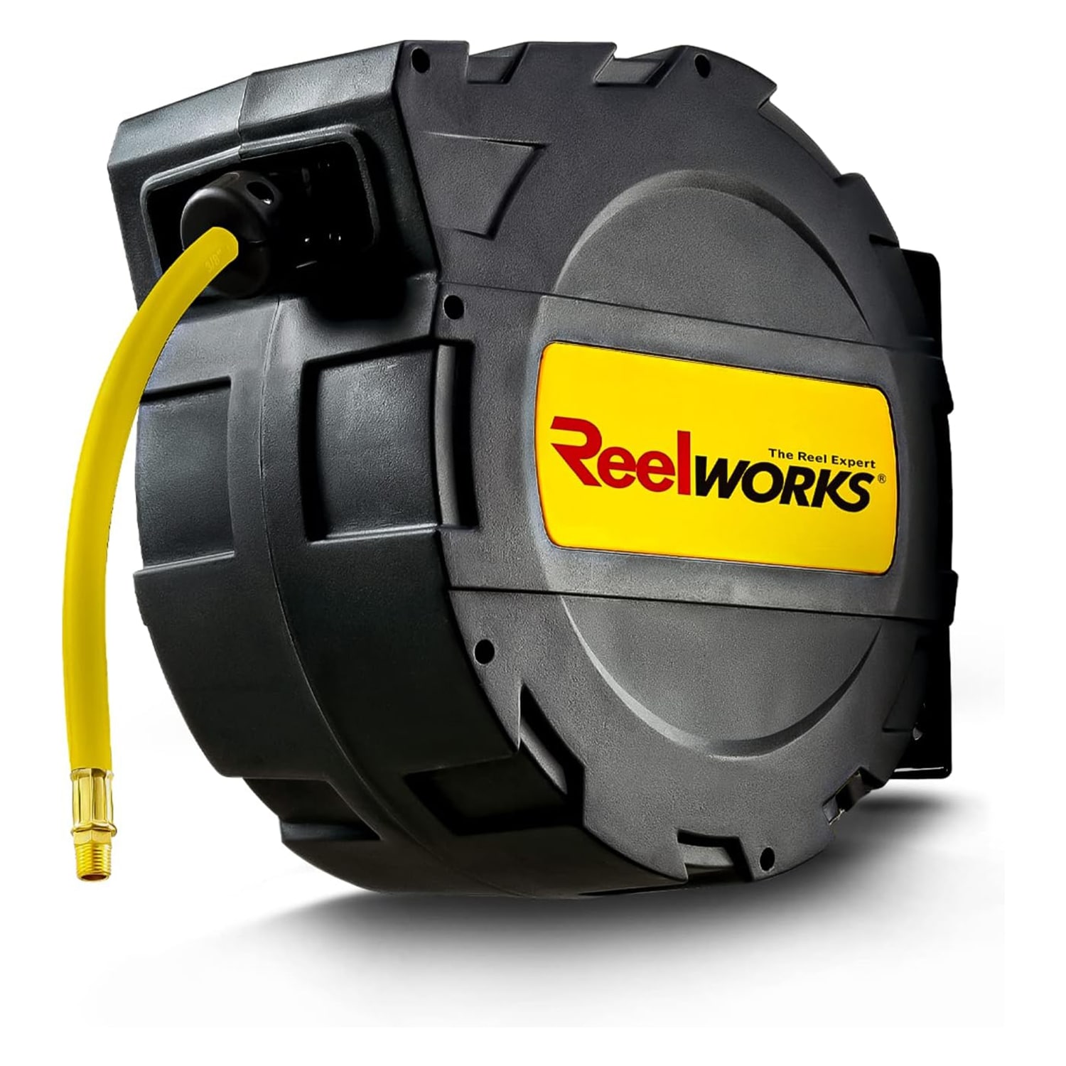 Reelworks Air Hose Reel Swivel Mount- 3/8 In X 50 Ft, 3 Ft Lead-in, 1/4 In  Npt Fittings in the Air Compressor Hoses department at