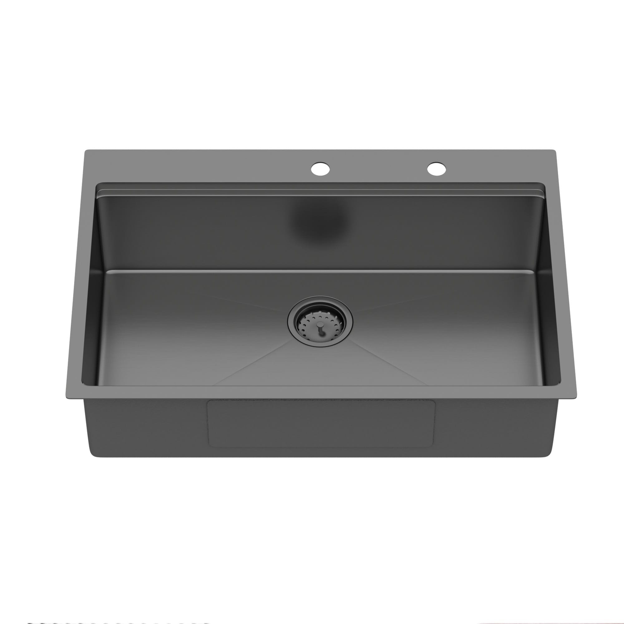 LIVACA 36 inch Gunmetal Black T304 Stainless Steel Drop-in Workstation Kitchen Sink with Pull-out Faucet and Soap Dispenser