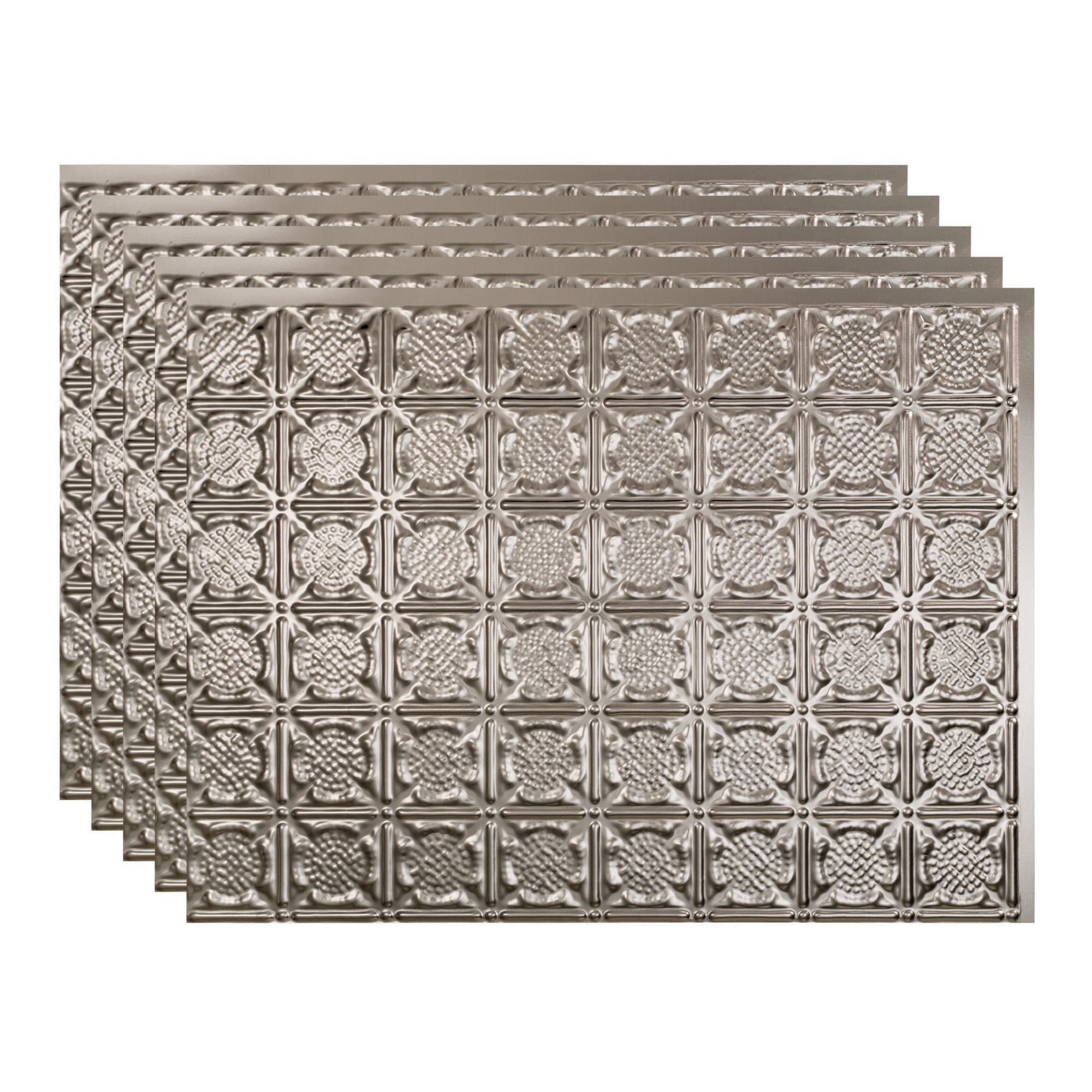 Fasade PB5629 Traditional 6 18.25-in x 24.25-in Vinyl Brushed Nickel Backsplash Panels 5.0 -Pack