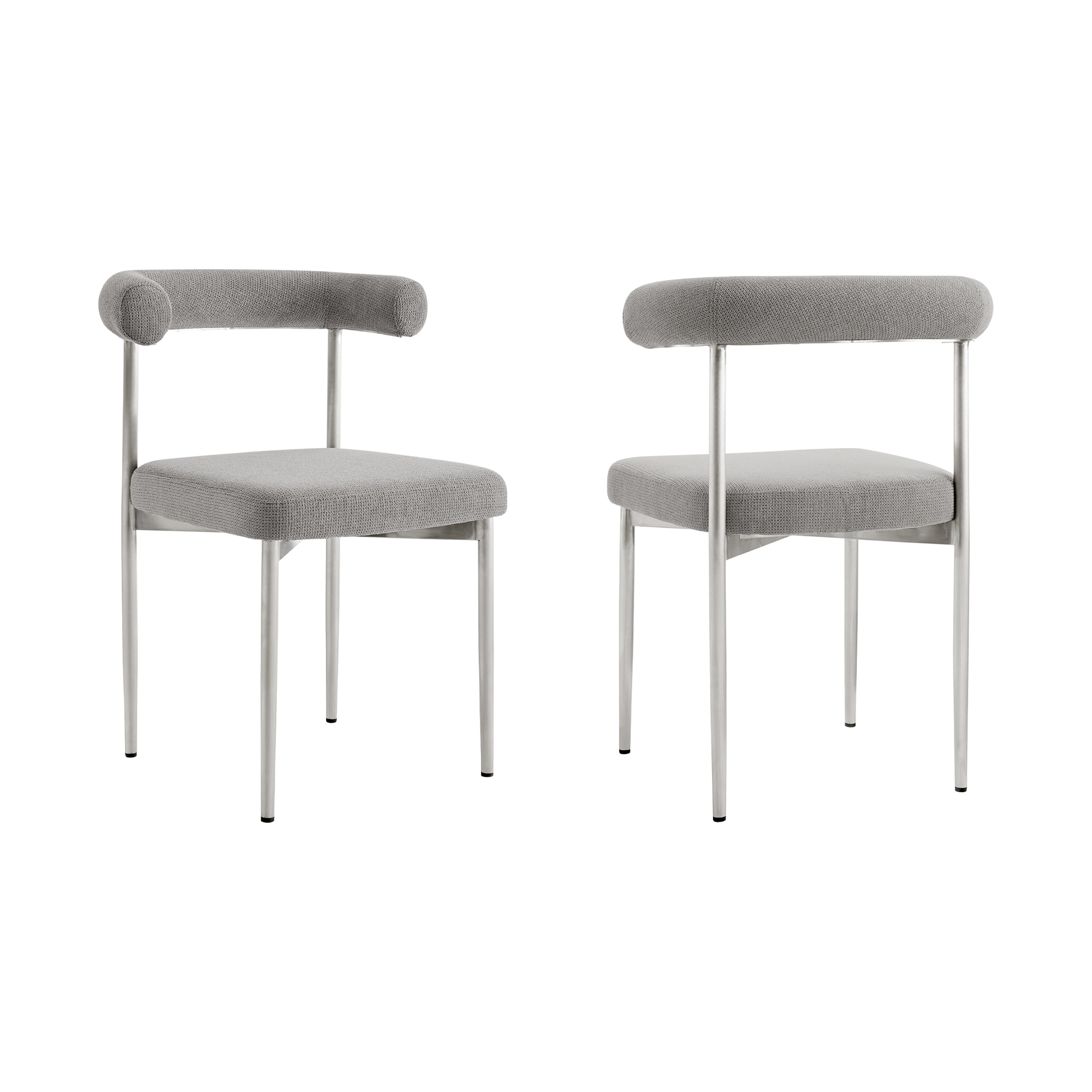Armen Living LCSNSIBSLGRY Set of 2 Contemporary/Modern Synthetic Upholstered Dining Side Chair (Metal Frame)