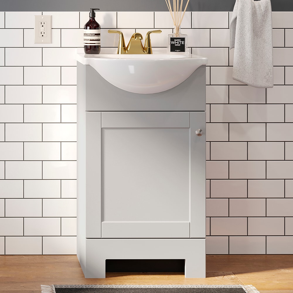 Style Selections CE31J18-SS Euro 18-in Light Gray Single sink Bathroom Vanity with White Cultured marble Top