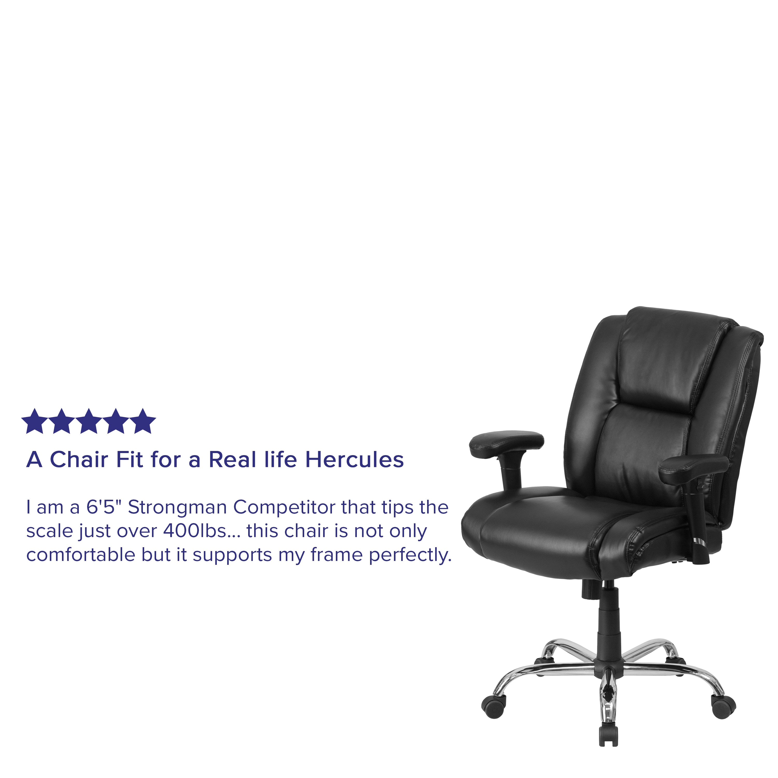 ErgoFlex Black LeatherSoft 360° Swivel Office Chair with Adjustable Arms