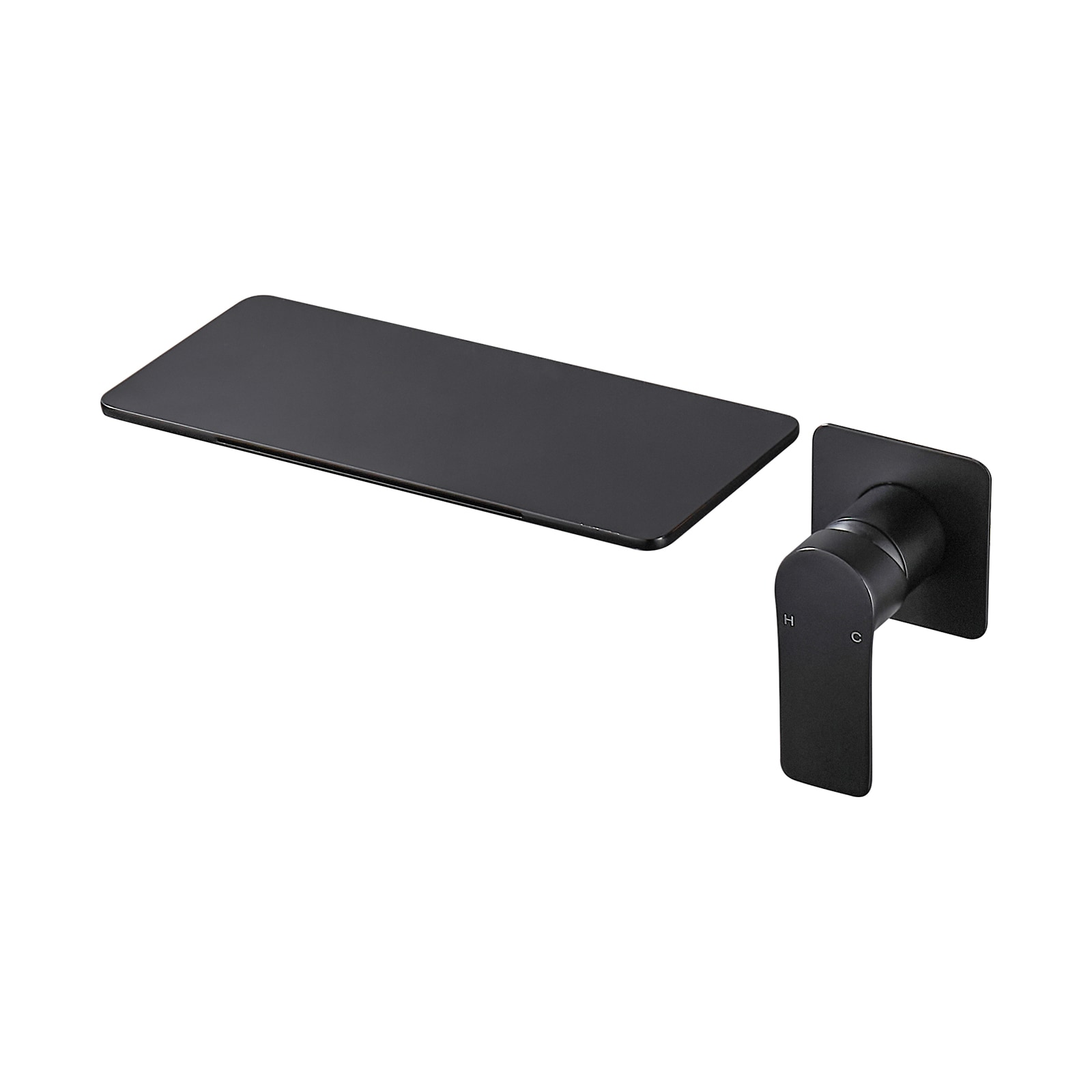 Cobbe LSBFP0601B Black Wall-mount 1-handle Waterfall Residential Handle Bathroom Sink Faucet