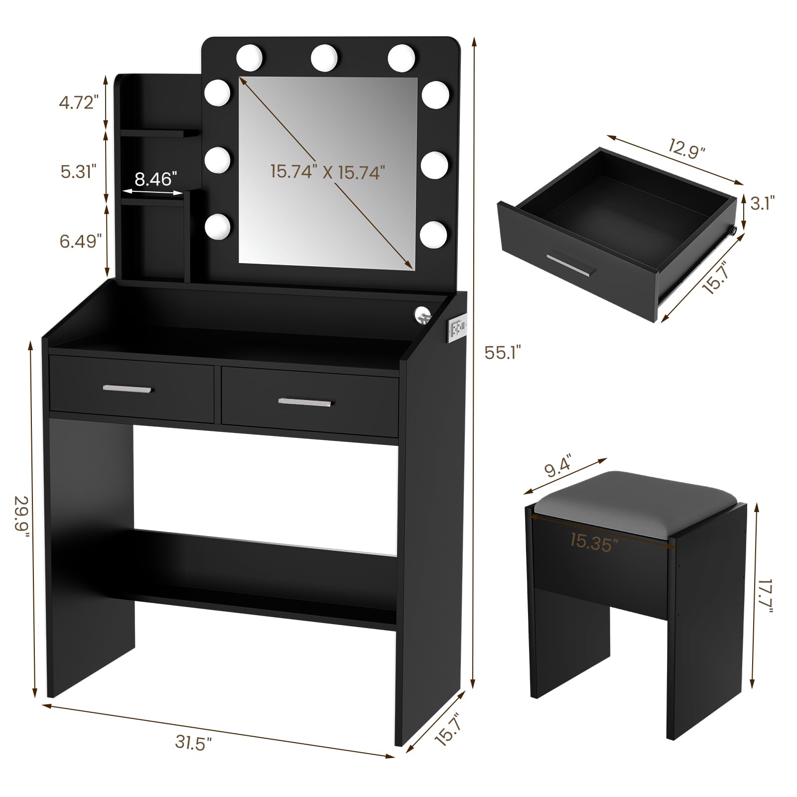 Garvee HHZ-PHO-14CEIRAK Bedroom-Vanities - View #4