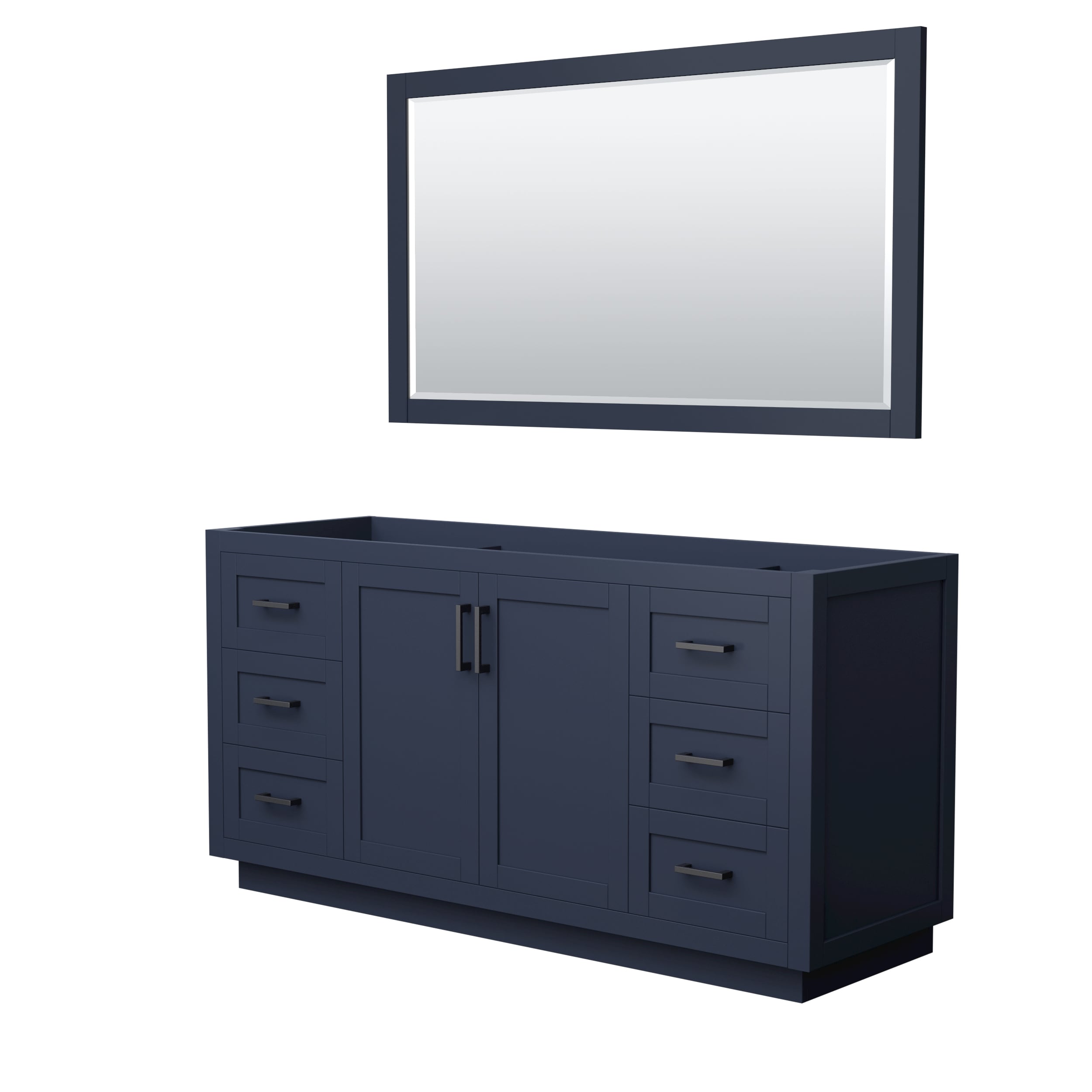 Wyndham Collection WCF292966SBBCXSXXM58 Miranda 66-in Dark Blue with Matte Black Trim Bathroom Vanity Base Cabinet without Top (Mirror Included)