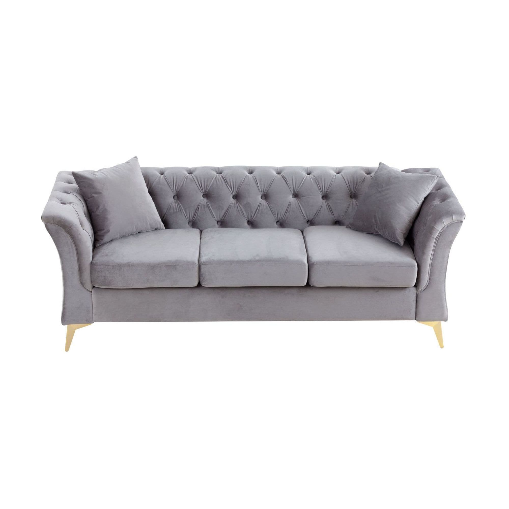 JASMODER 30.7-in Modern Grey Velvet Sofa in the Couches, Sofas ...