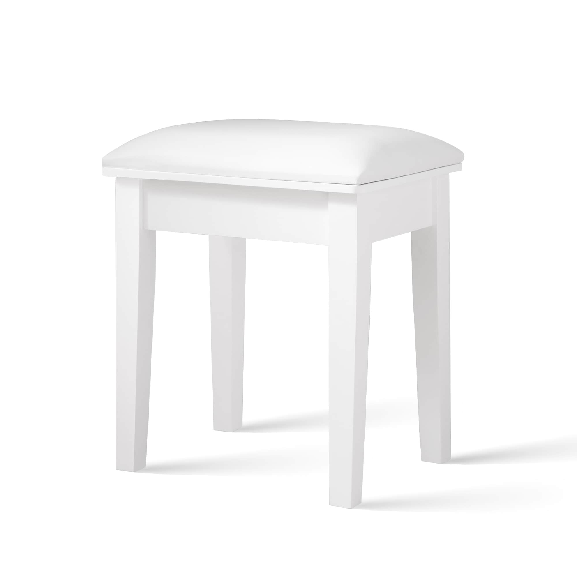 Siavonce XH45323 17.72-in H White Rectangular Makeup Vanity Stool