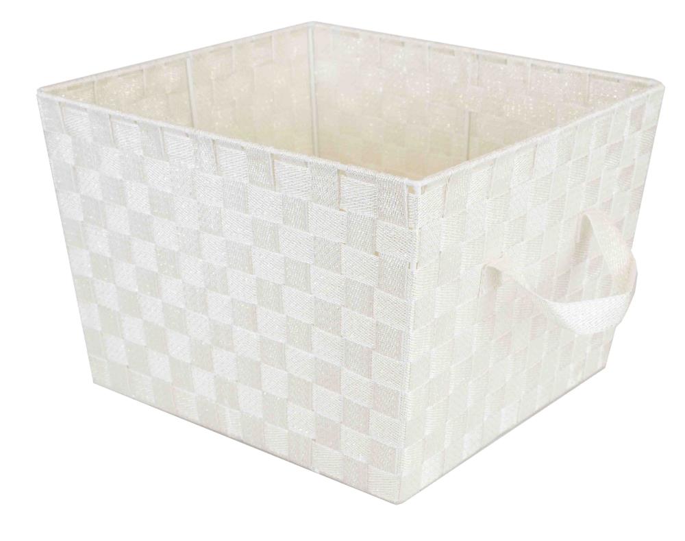 Home Basics 15-in W x 10-in H x 13-in D Ivory Polyester Stackable Bin