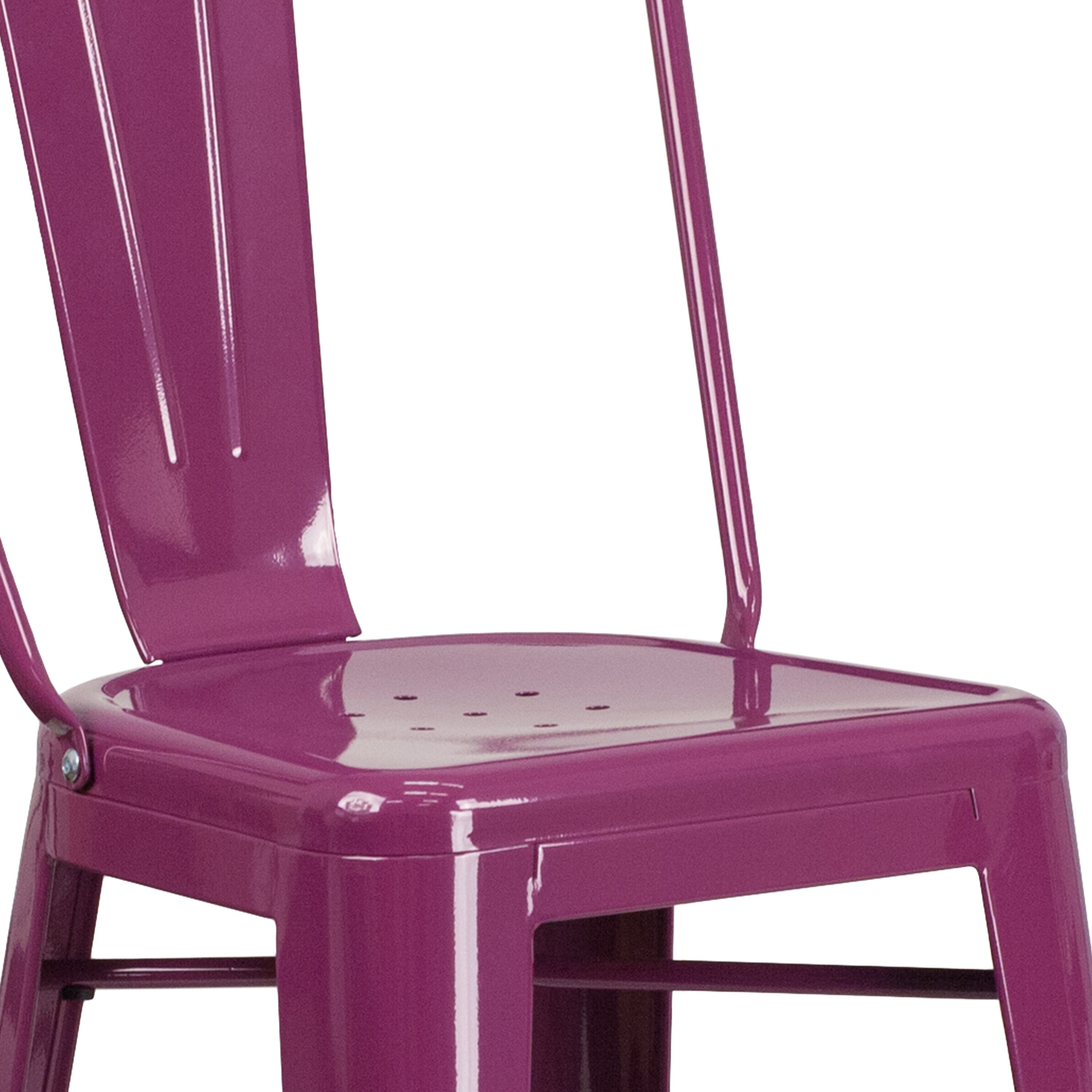 Purple Metal 30" High Indoor-Outdoor Barstool with Back