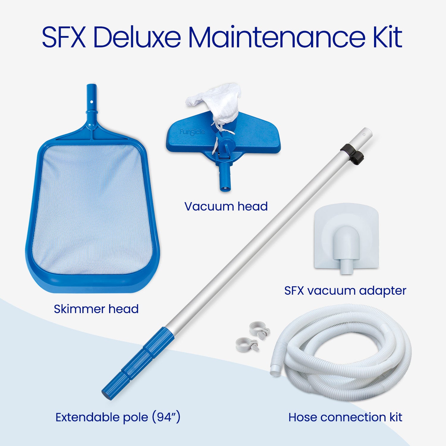 Funsicle SFX Deluxe Maintenance Kit Blue with Vacuum and Skimmer