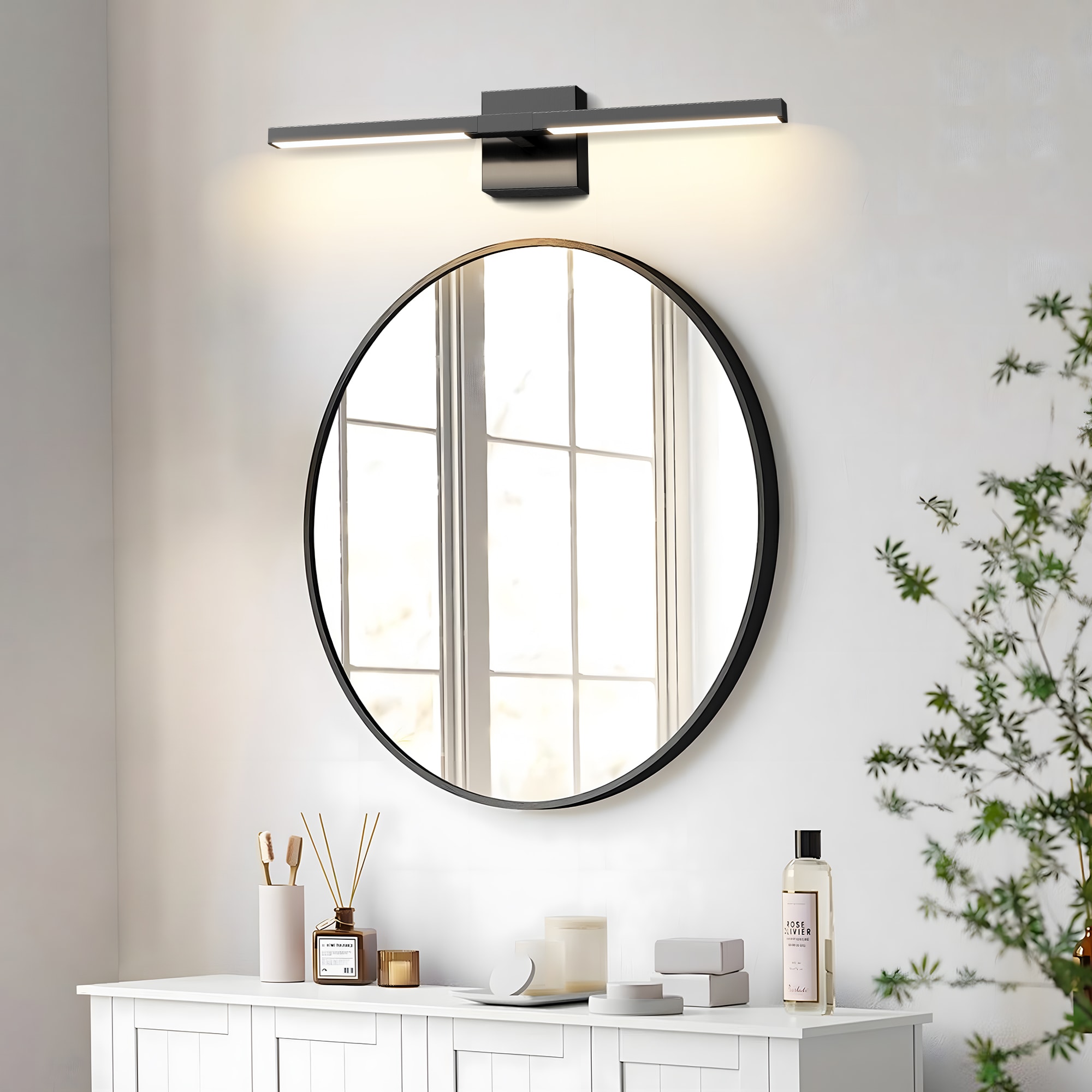 MEIKEE - Bathroom Vanity Light 24 inches Modern Dimmable LED Wall Mount Mirror Light 350 Degree R...