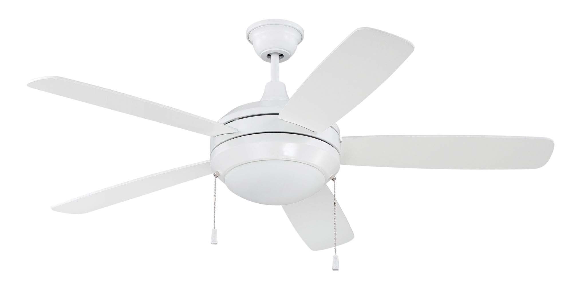 Craftmade HE52W5-LED Helios 52-in White Integrated LED Indoor Downrod or Flush Mount Ceiling Fan with Light (5-Blade)
