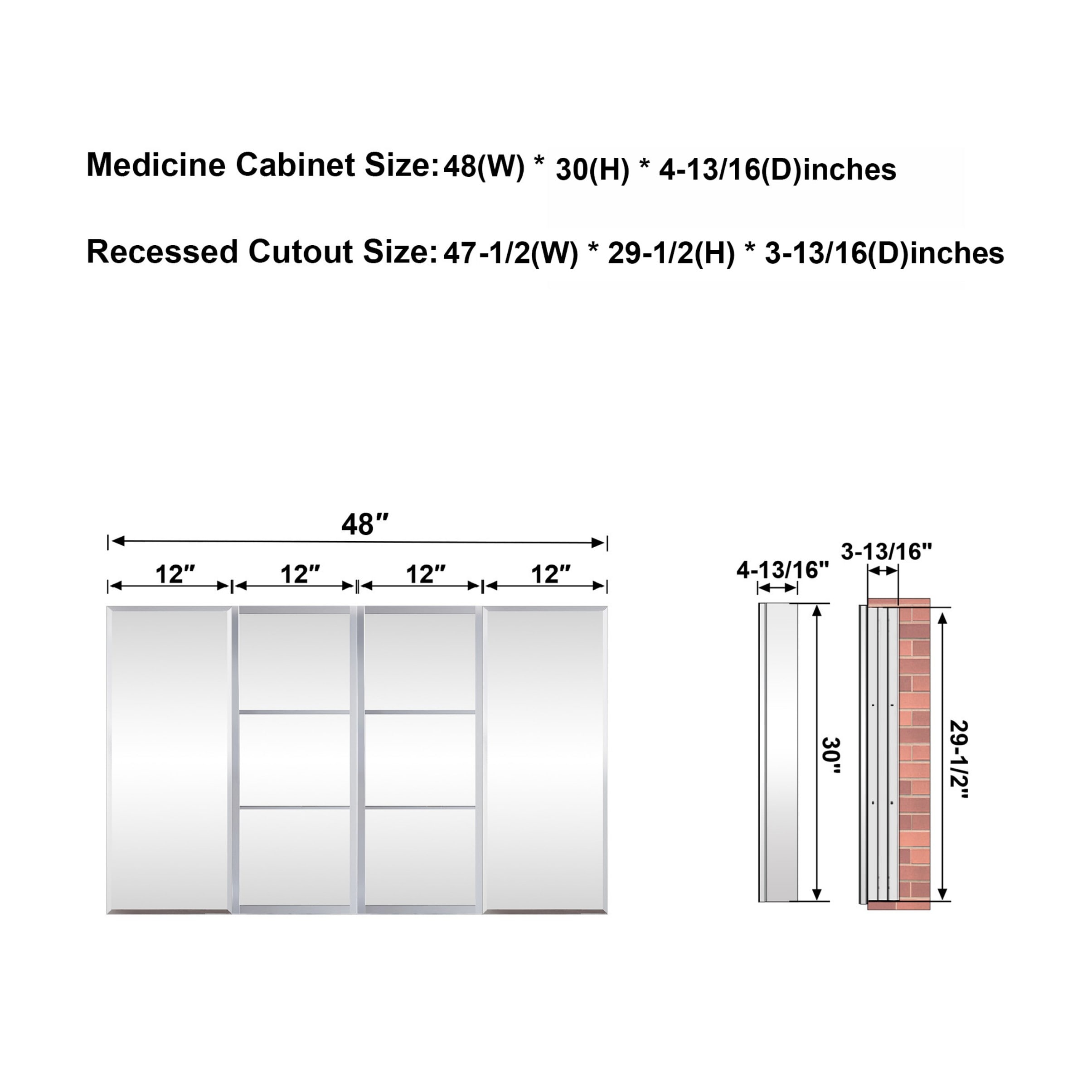 WELLFOR B12R30MC30MCB12L Bathroom-Wall-Cabinets - View #7