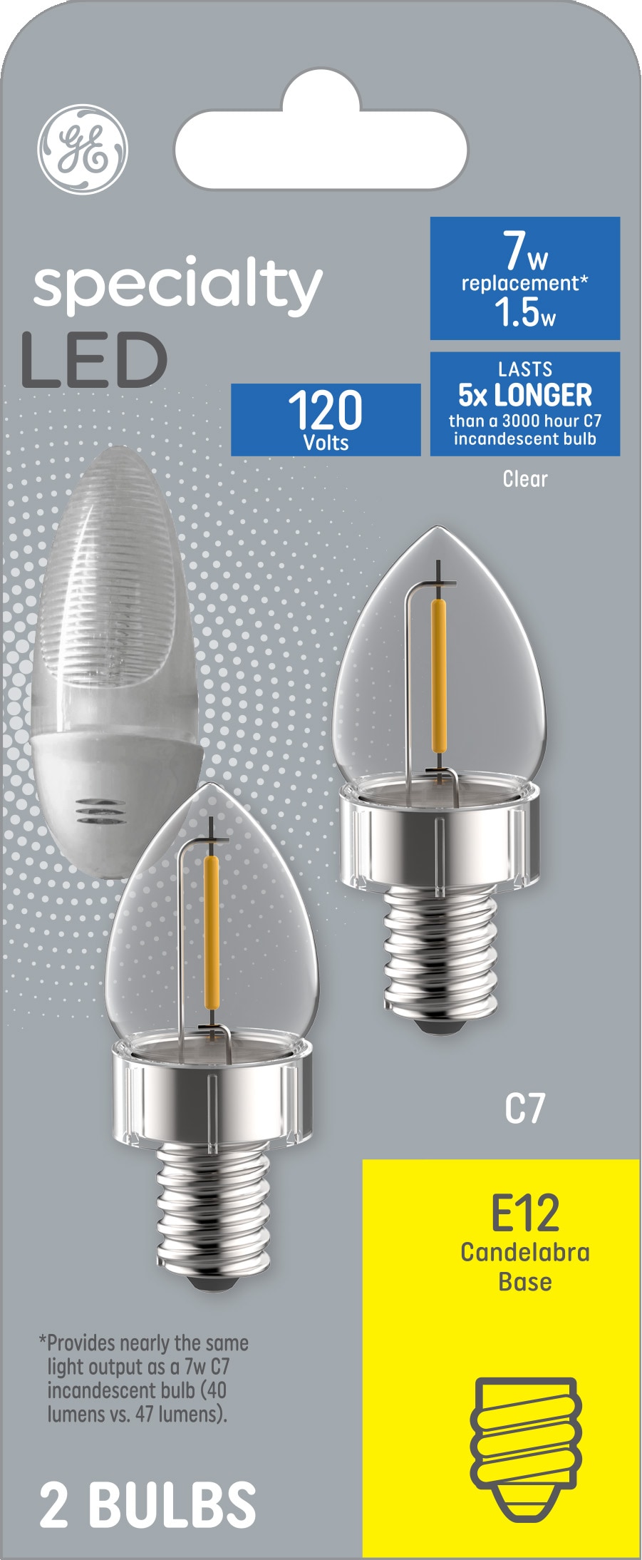 Slik lejlighed tone GE Specialty LED 7-Watt EQ C7 Soft White Candelabra Base (E-12) LED Light  Bulb (2-Pack) in the Specialty Light Bulbs department at Lowes.com