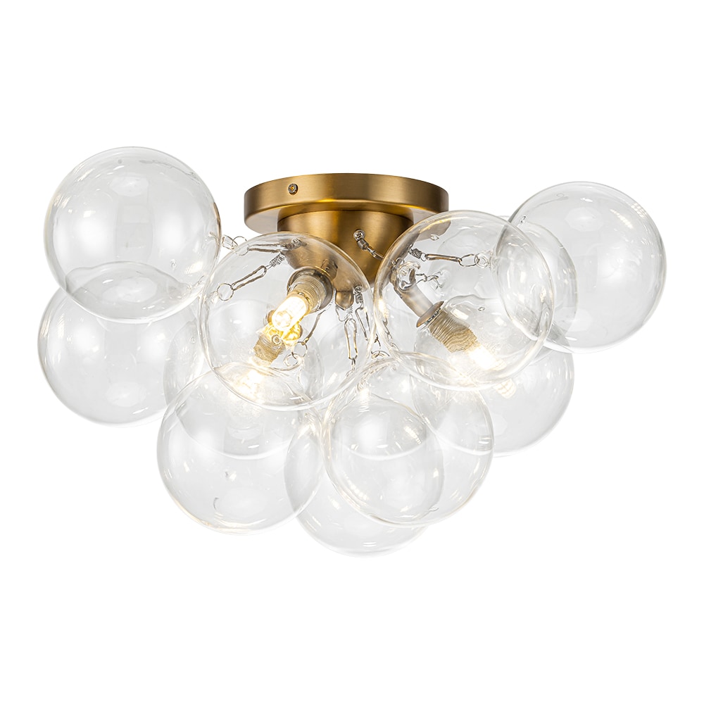 HUOKU PD1052861 Oribs 3 -Light 18.1-in Satin Brass Semi Flush Mount Light