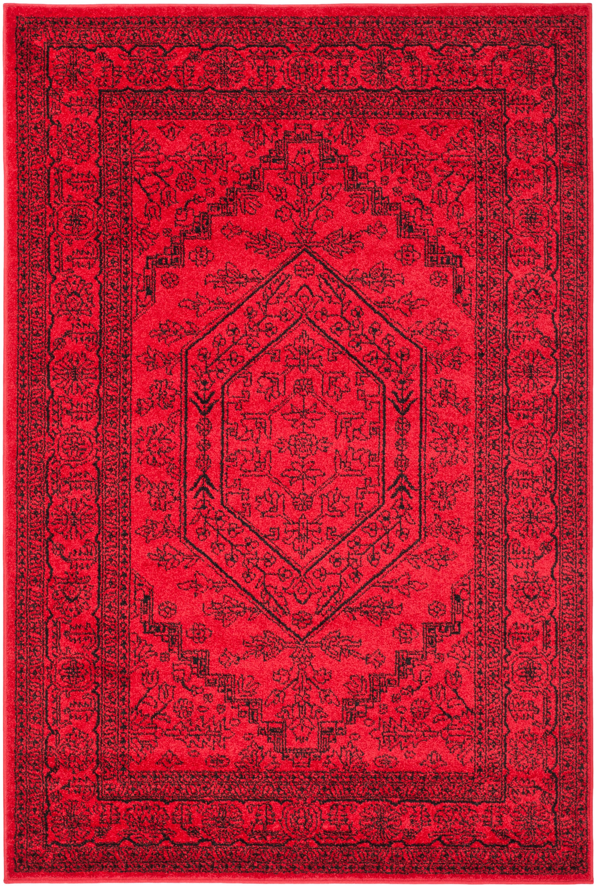 Safavieh ADR108F-5 Adirondack Herati 5 x 8 (ft) Loomed Polypropylene Red/Black Rectangular Indoor Distressed/Overdyed Lodge Area rug