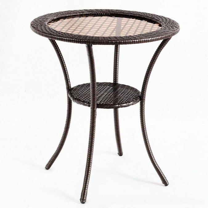 Goplus Round Rattan Wicker Coffee Table, Lower Round Coffee Table